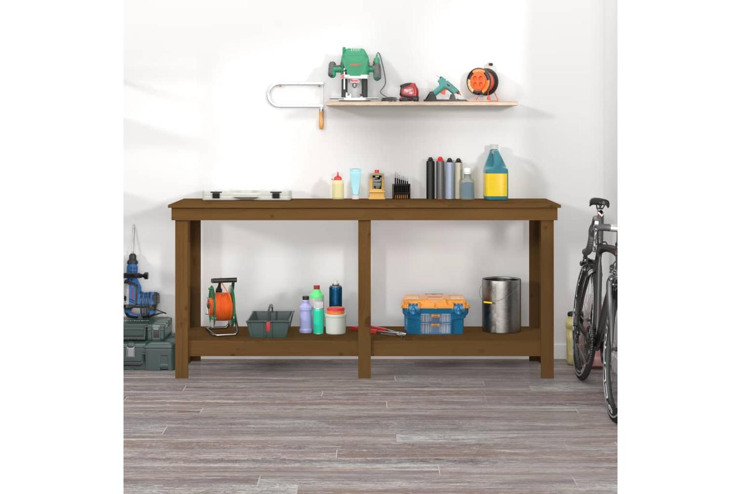 vidaXL 822514 Work Bench Honey Brown 180x50x80cm Solid Wood Pine-3