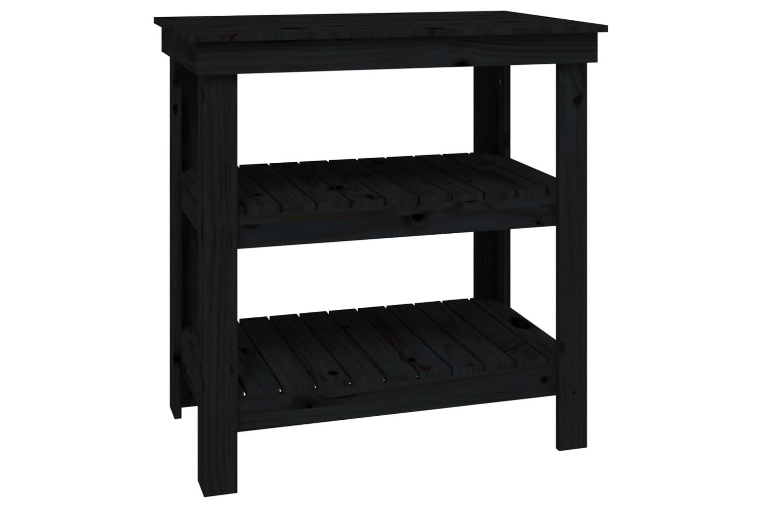 vidaXL 823643 Work Bench Black 78.5x50x80cm Solid Wood Pine-2