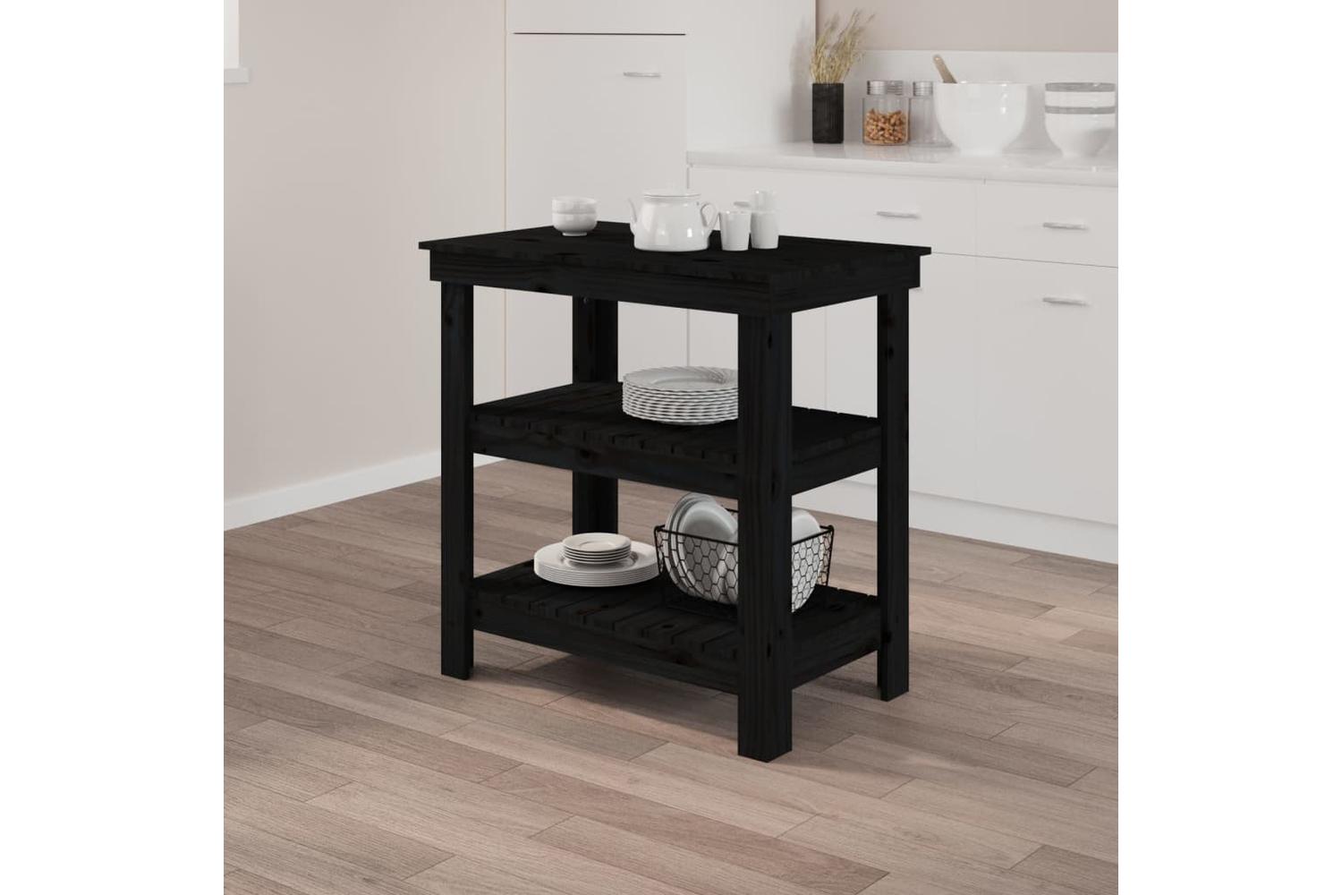 vidaXL 823643 Work Bench Black 78.5x50x80cm Solid Wood Pine-3