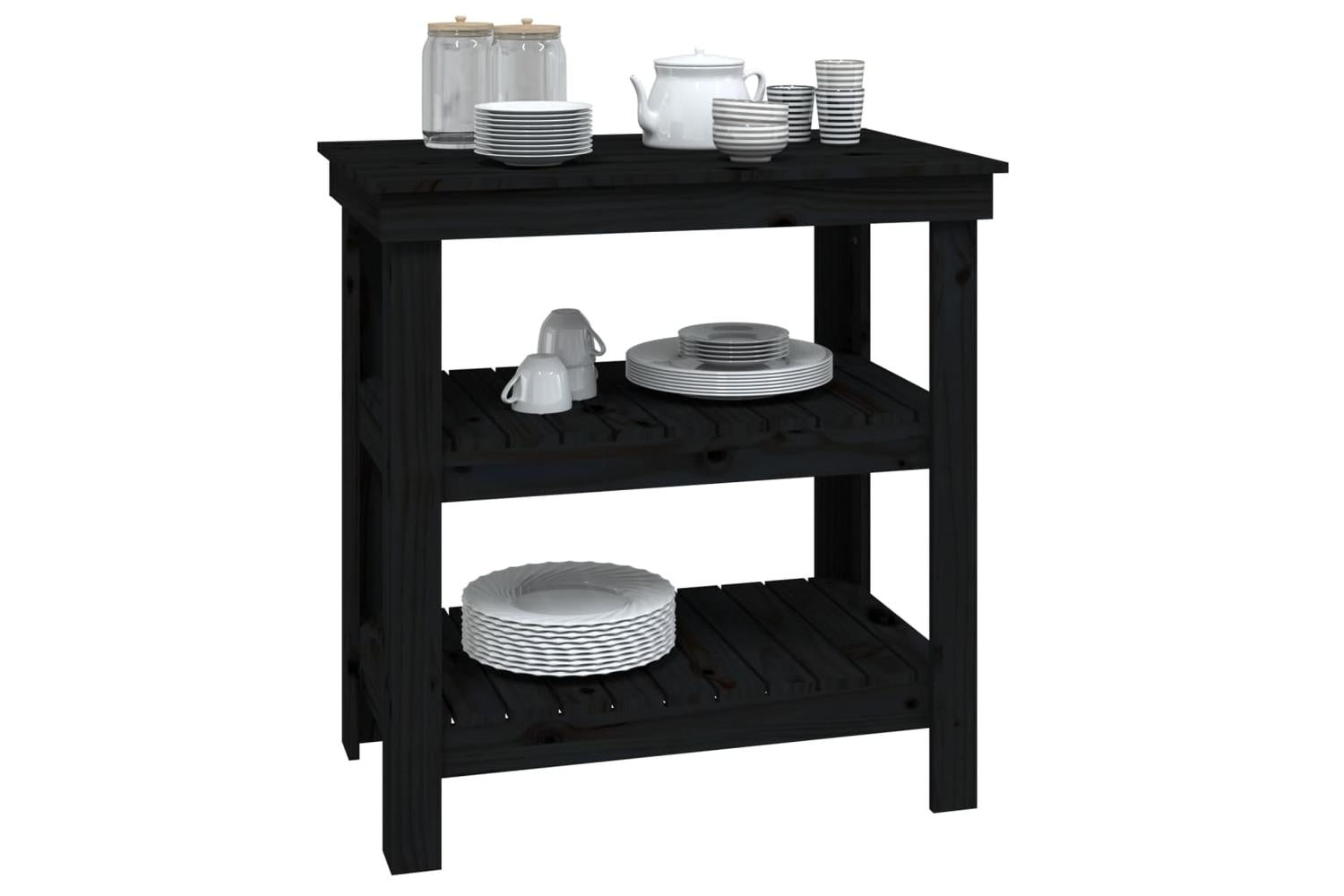 vidaXL 823643 Work Bench Black 78.5x50x80cm Solid Wood Pine-4