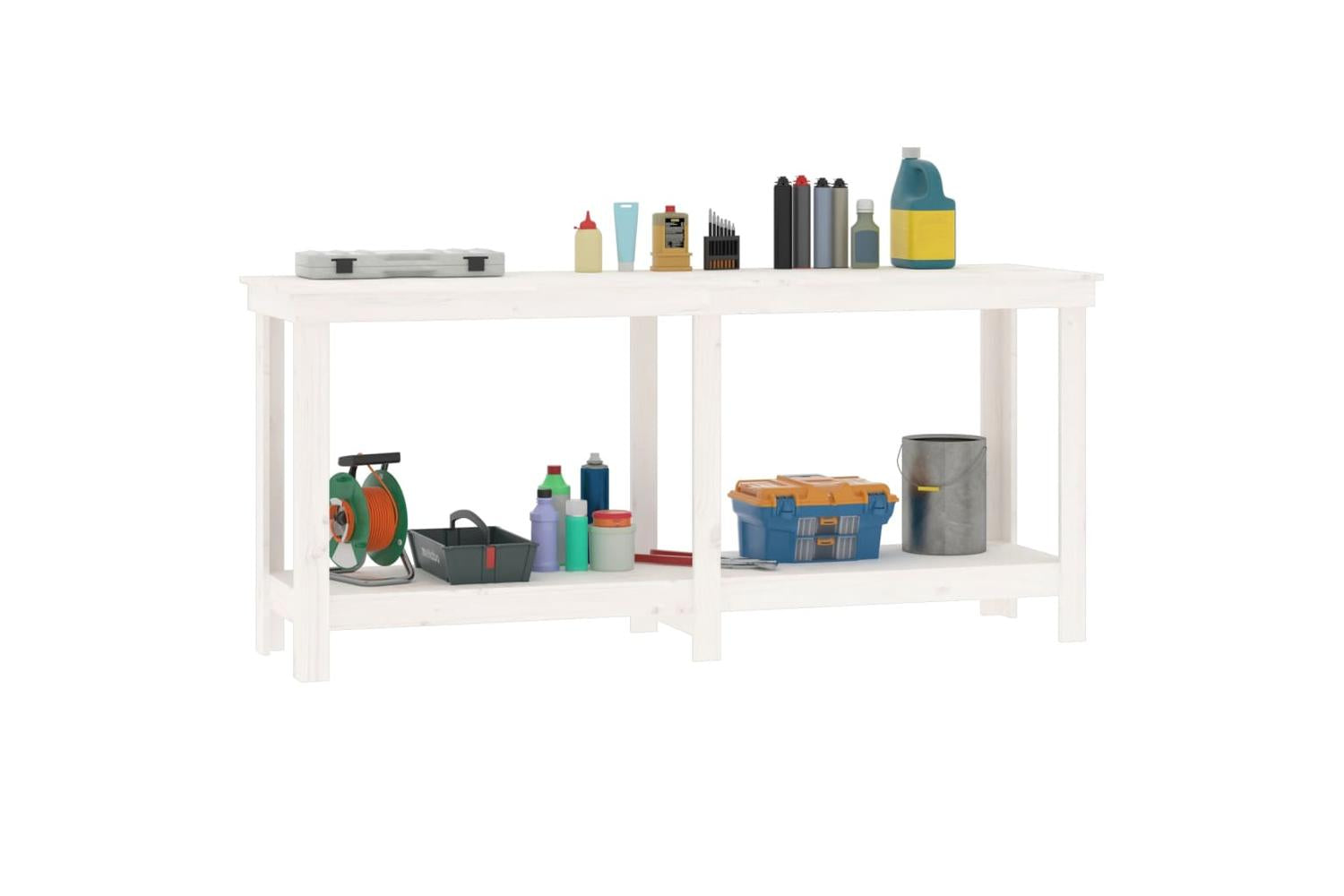 vidaXL 822512 Work Bench White 180x50x80cm Solid Wood Pine-4