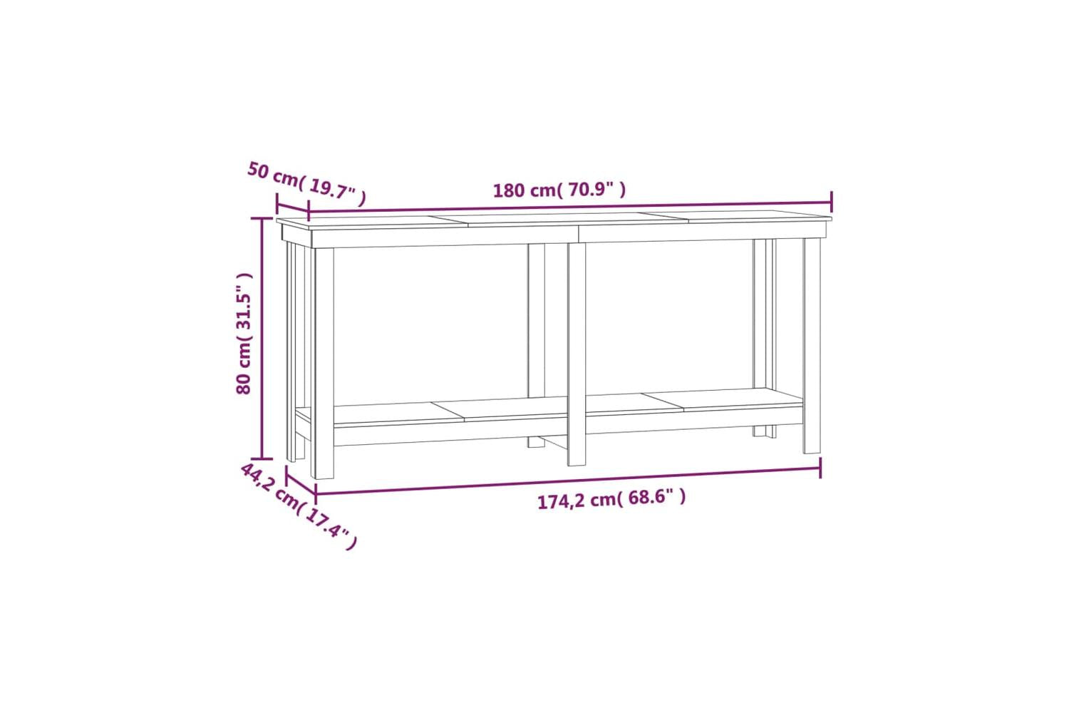 vidaXL 822511 Work Bench 180x50x80cm Solid Wood Pine-8