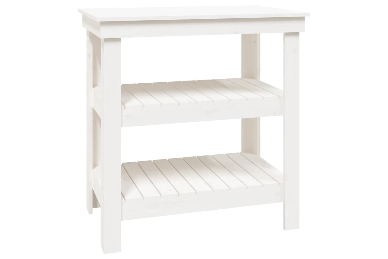 vidaXL 823640 Work Bench White 78.5x50x80cm Solid Wood Pine-2