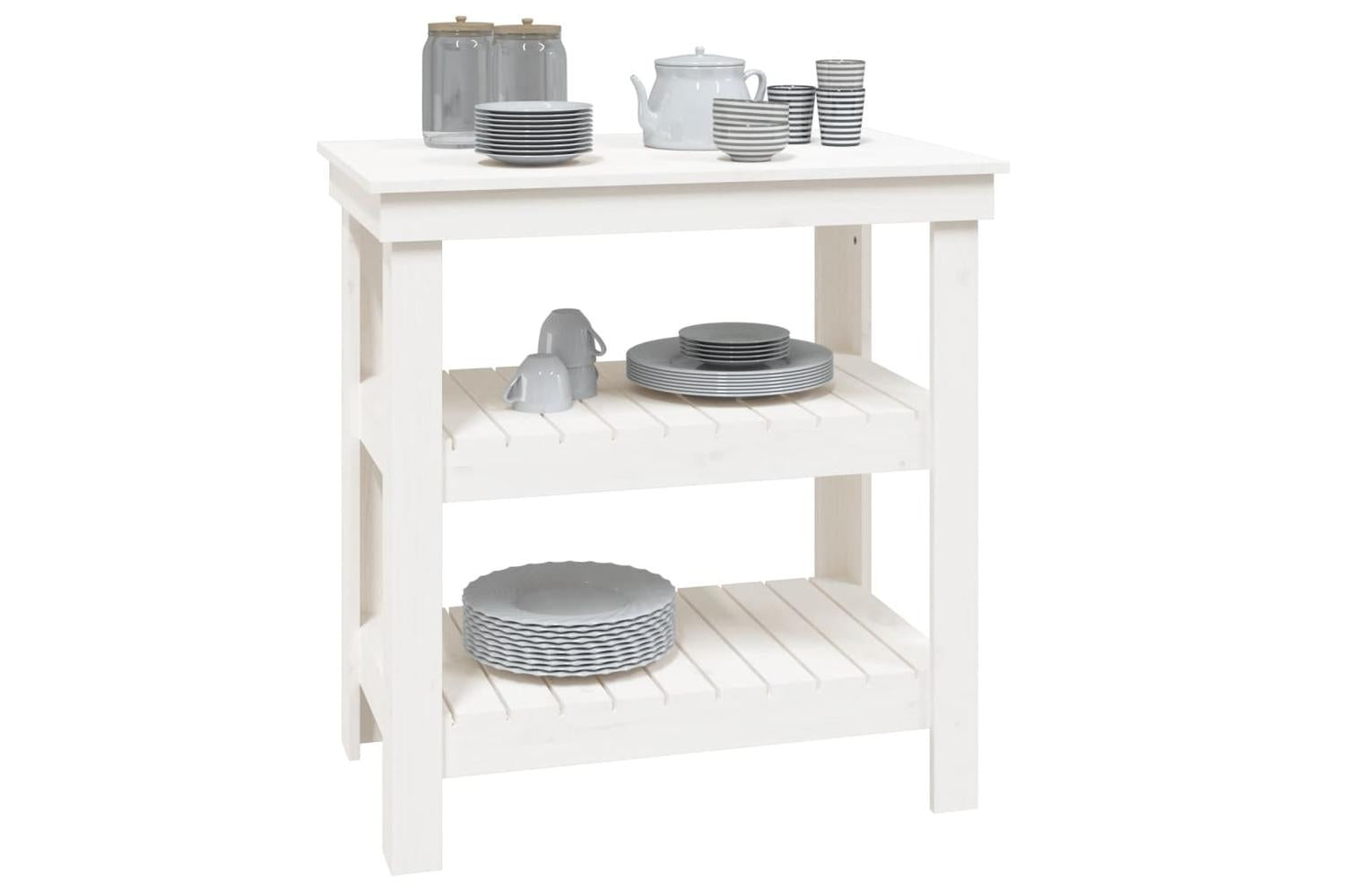 vidaXL 823640 Work Bench White 78.5x50x80cm Solid Wood Pine-4
