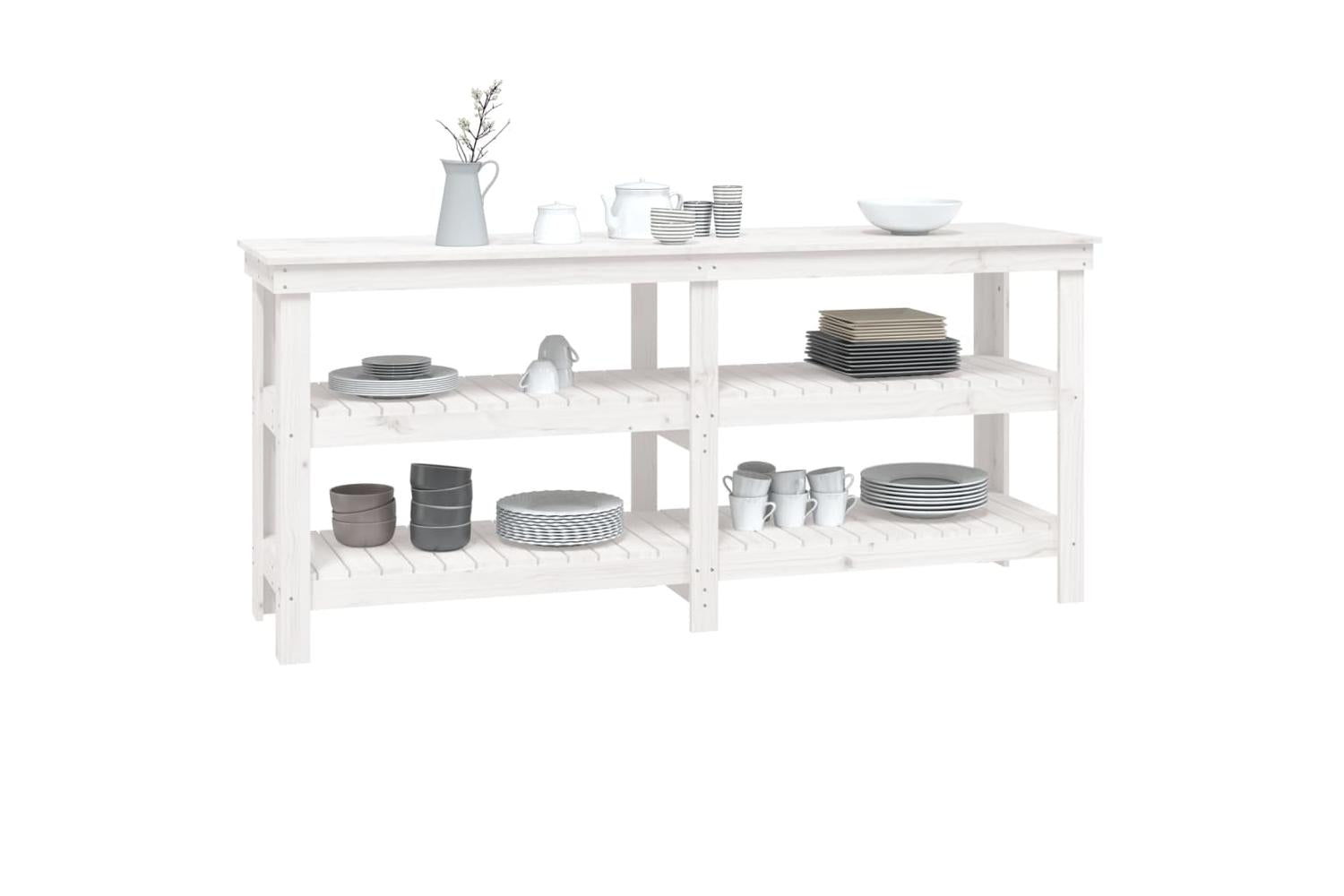 vidaXL 823655 Work Bench White 181x50x80cm Solid Wood Pine-4