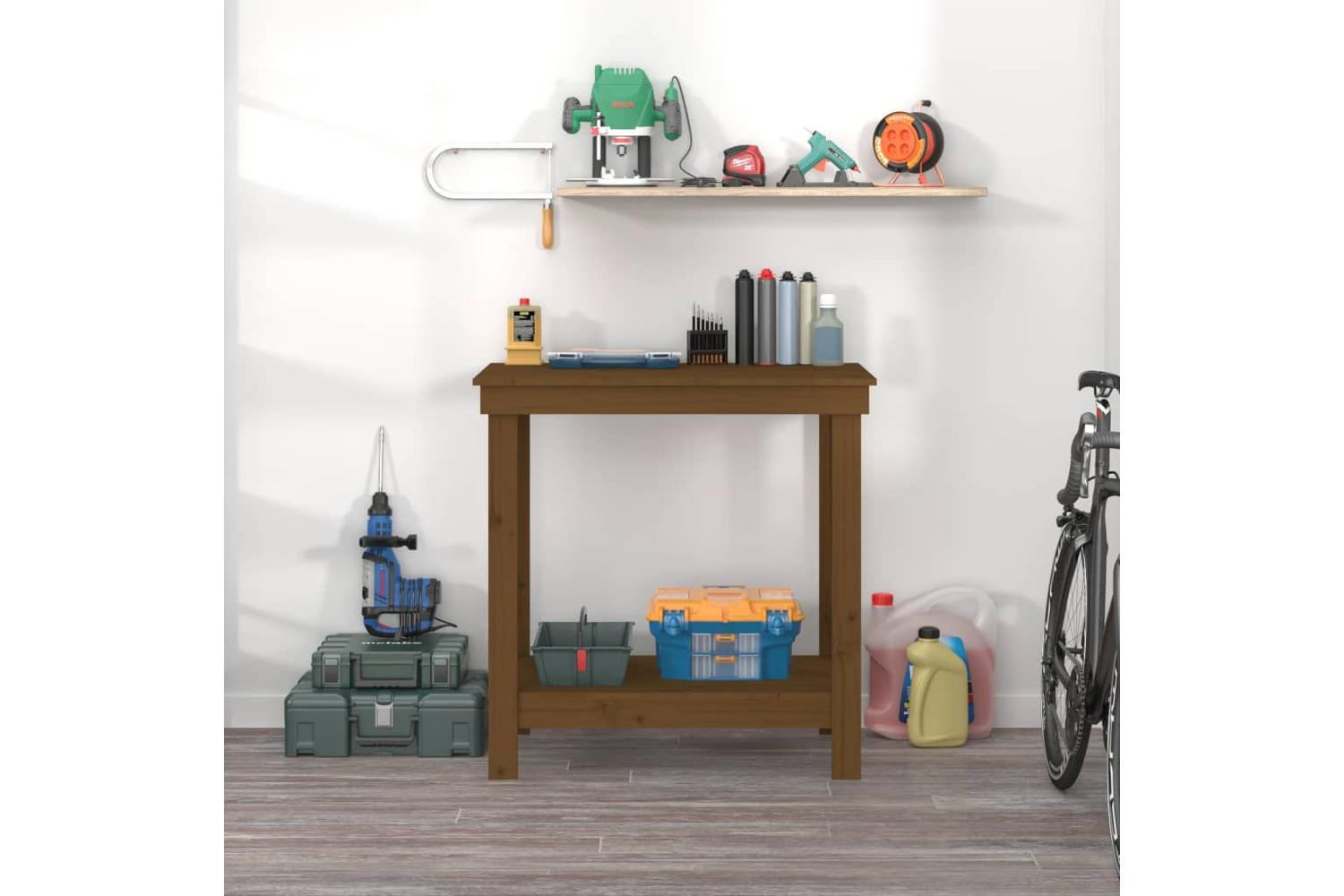 vidaXL 822499 Work Bench Honey Brown 80x50x80cm Solid Wood Pine-3