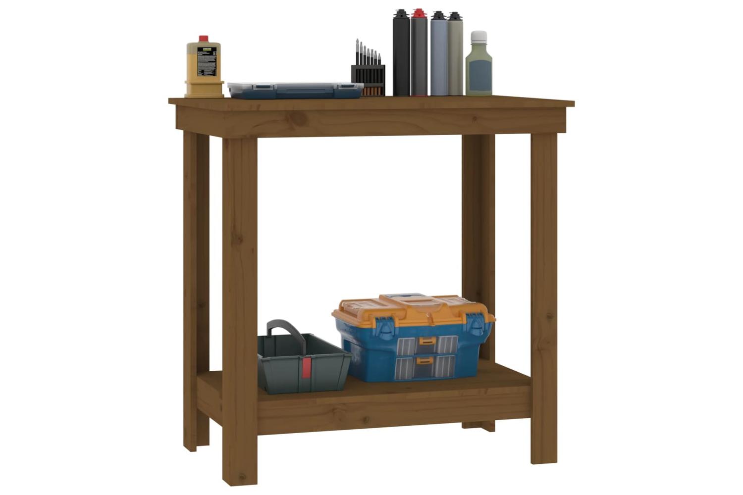 vidaXL 822499 Work Bench Honey Brown 80x50x80cm Solid Wood Pine-4