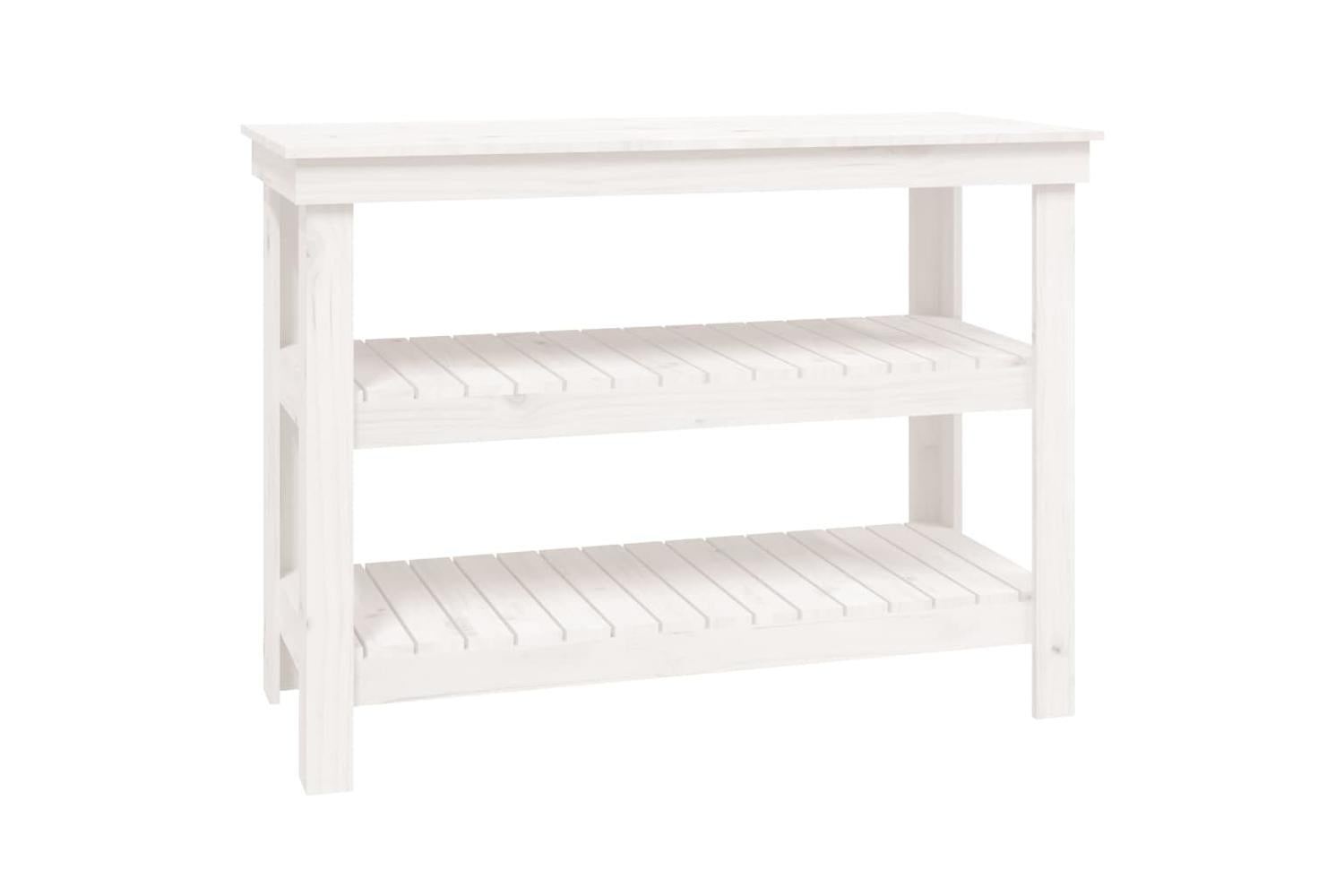 vidaXL 823645 Work Bench White 110.5x50x80cm Solid Wood Pine-2