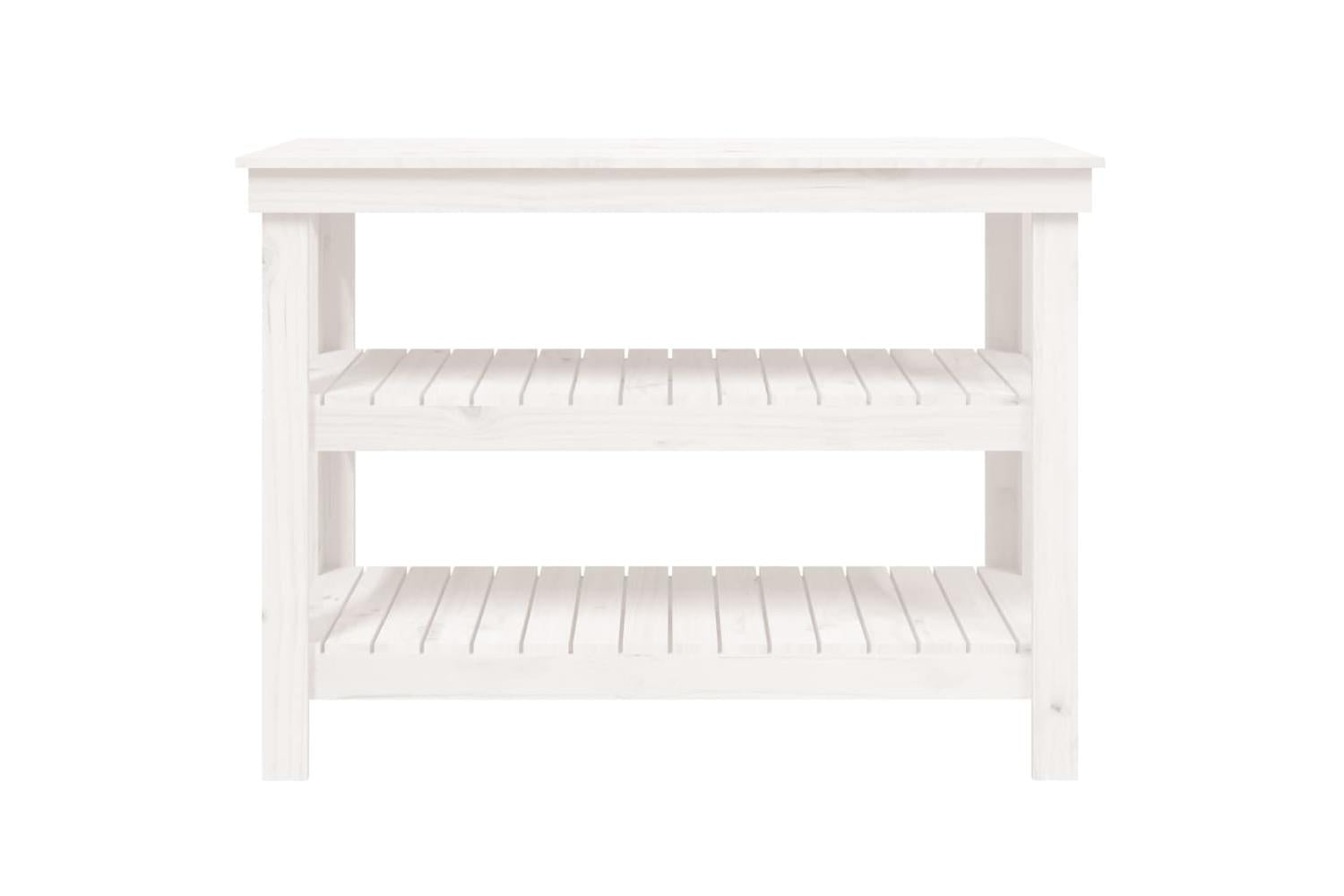 vidaXL 823645 Work Bench White 110.5x50x80cm Solid Wood Pine-5