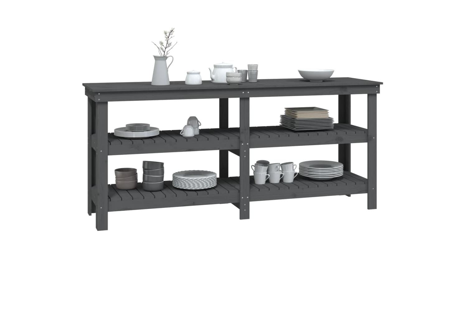 vidaXL 823656 Work Bench Grey 181x50x80cm Solid Wood Pine-4