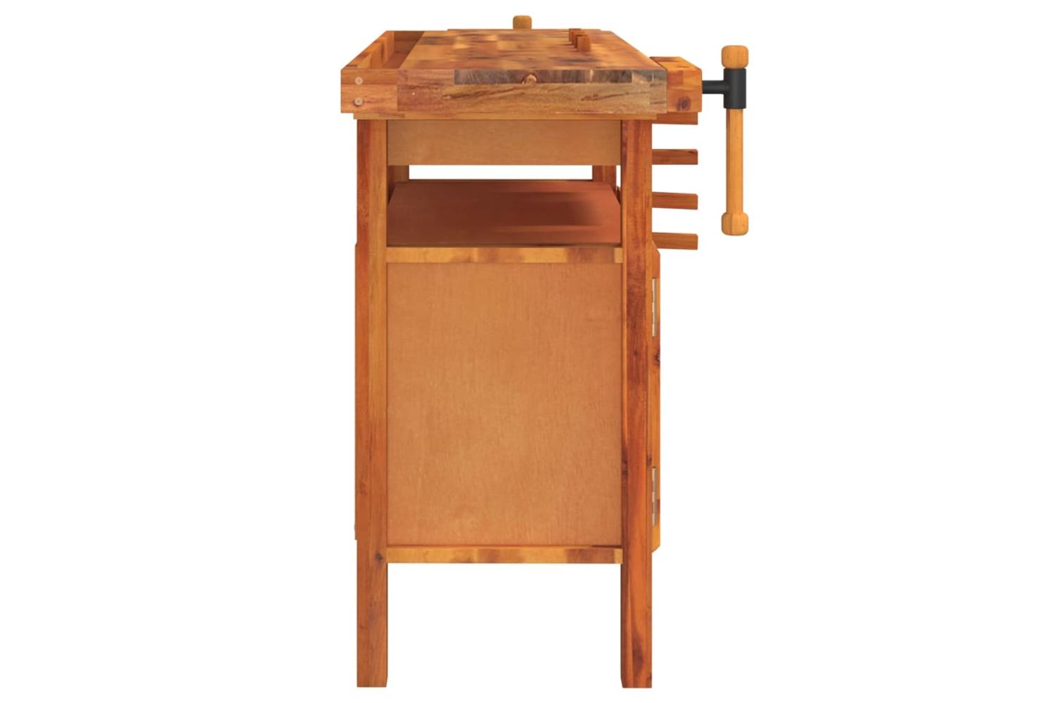 Vidaxl Workbench With Drawer And Vices 124x52x83 Cm Solid Wood Acacia-5
