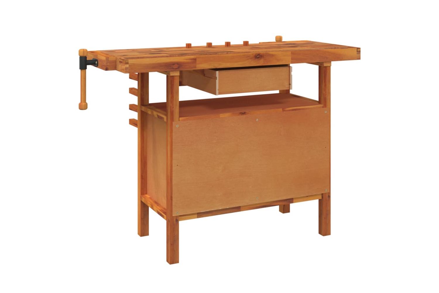 Vidaxl Workbench With Drawer And Vices 124x52x83 Cm Solid Wood Acacia-6