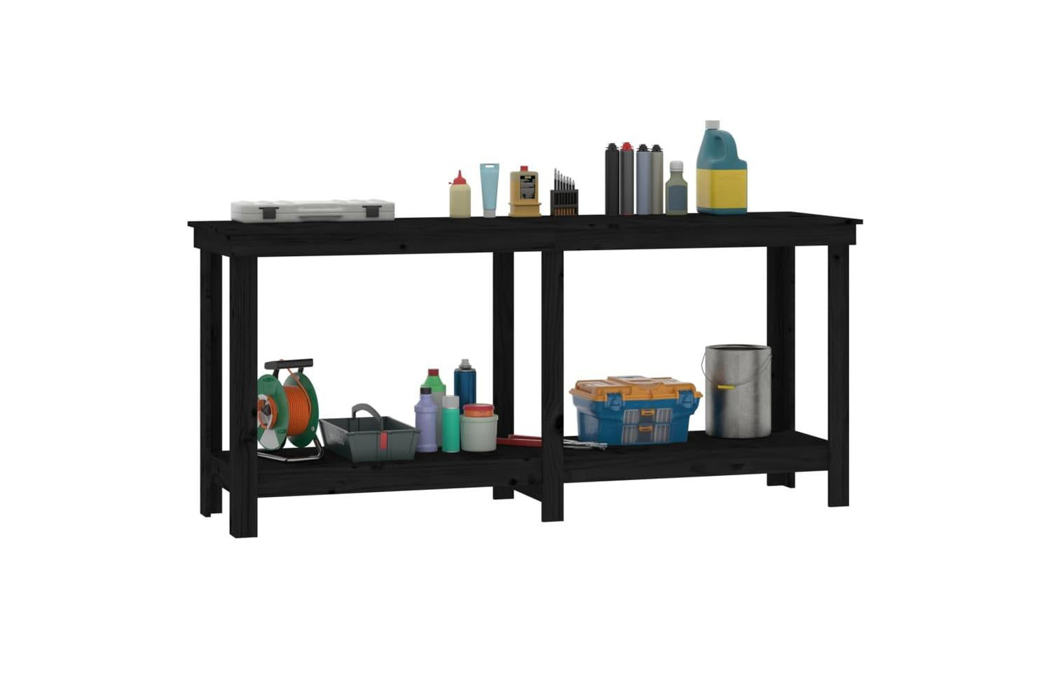 vidaXL 822515 Work Bench Black 180x50x80cm Solid Wood Pine-4