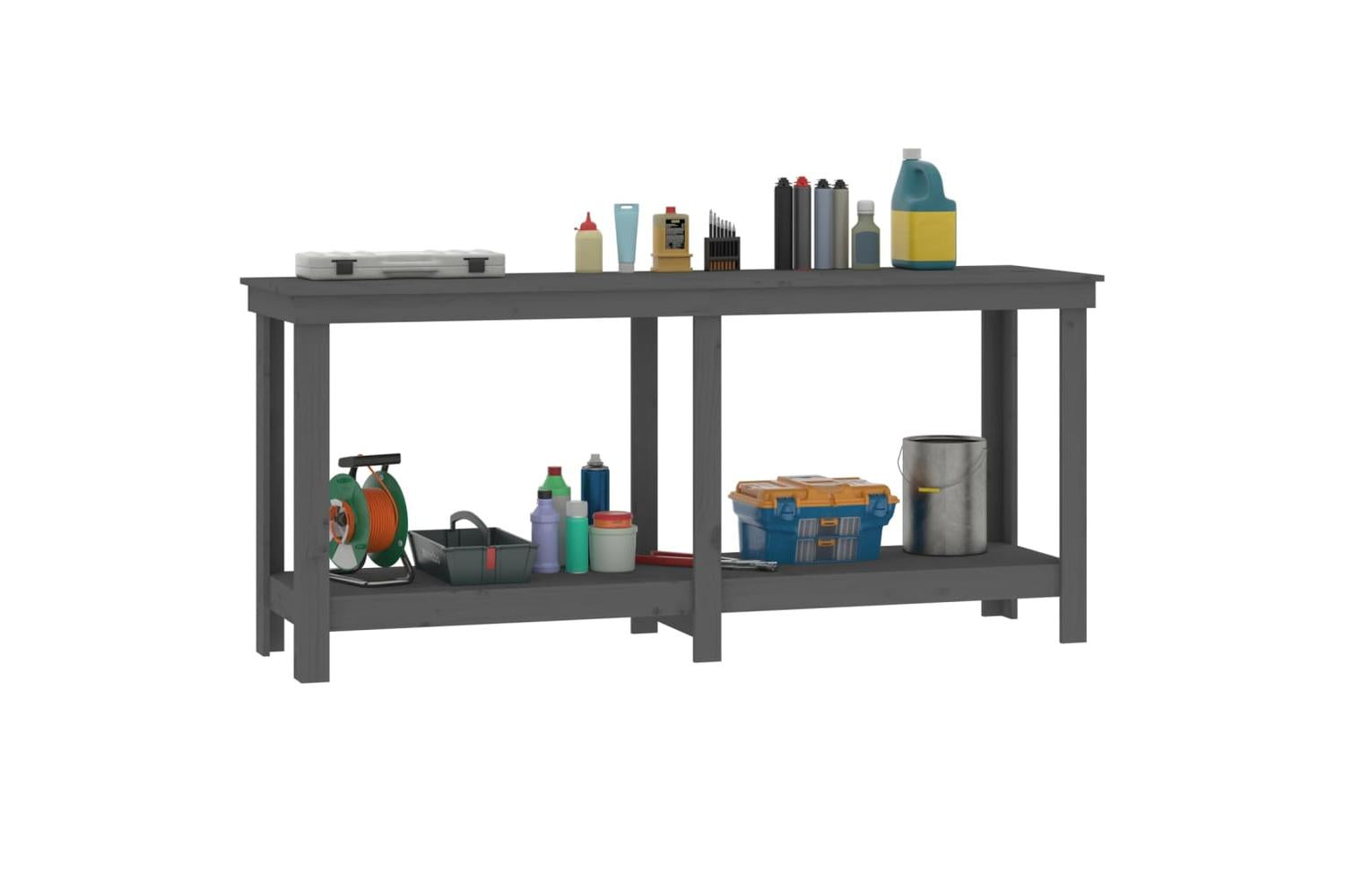 vidaXL 822513 Work Bench Grey 180x50x80cm Solid Wood Pine-4