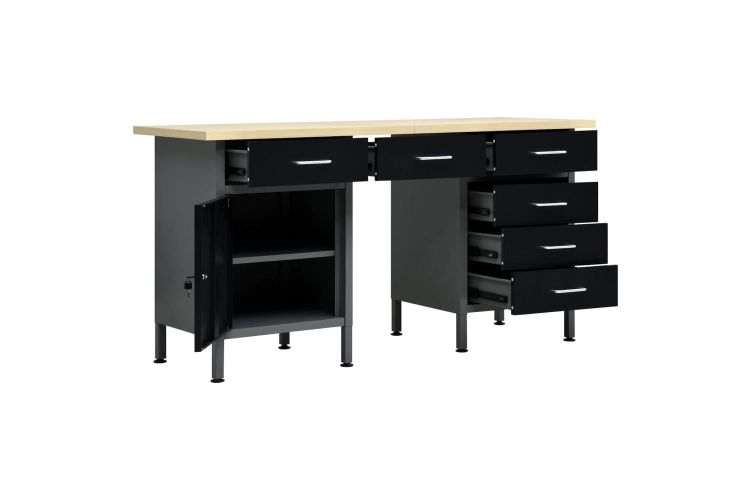 vidaXL 145347 Workbench Black 160x60x85cm Steel-2