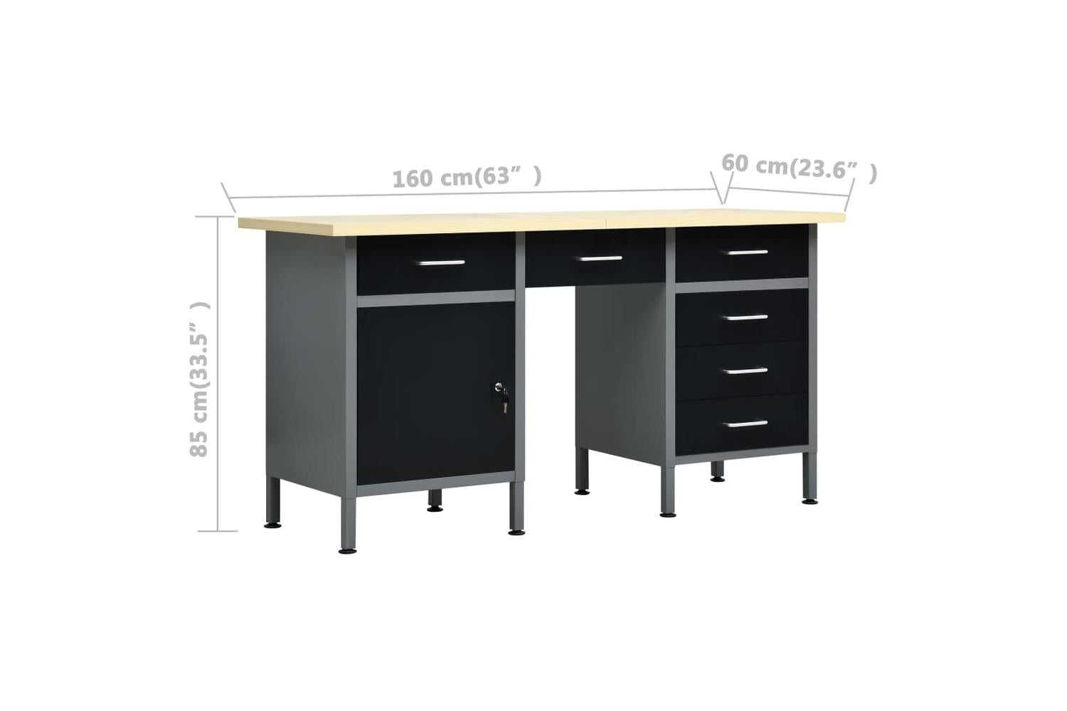 vidaXL 145347 Workbench Black 160x60x85cm Steel-9