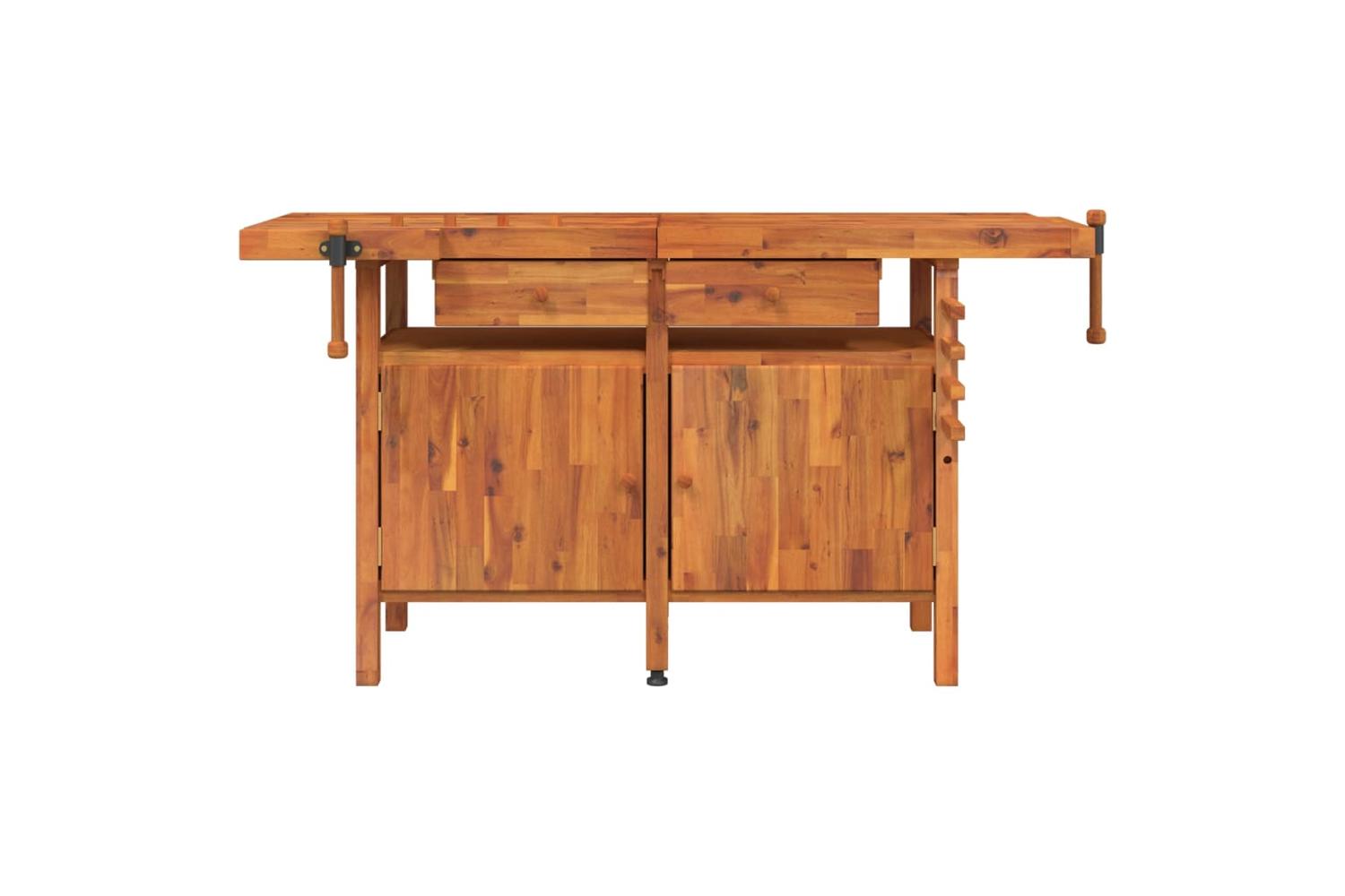 VidaXL 153324 Workbench With Drawers And Vices 162x62x83cm Solid Wood Acacia-3