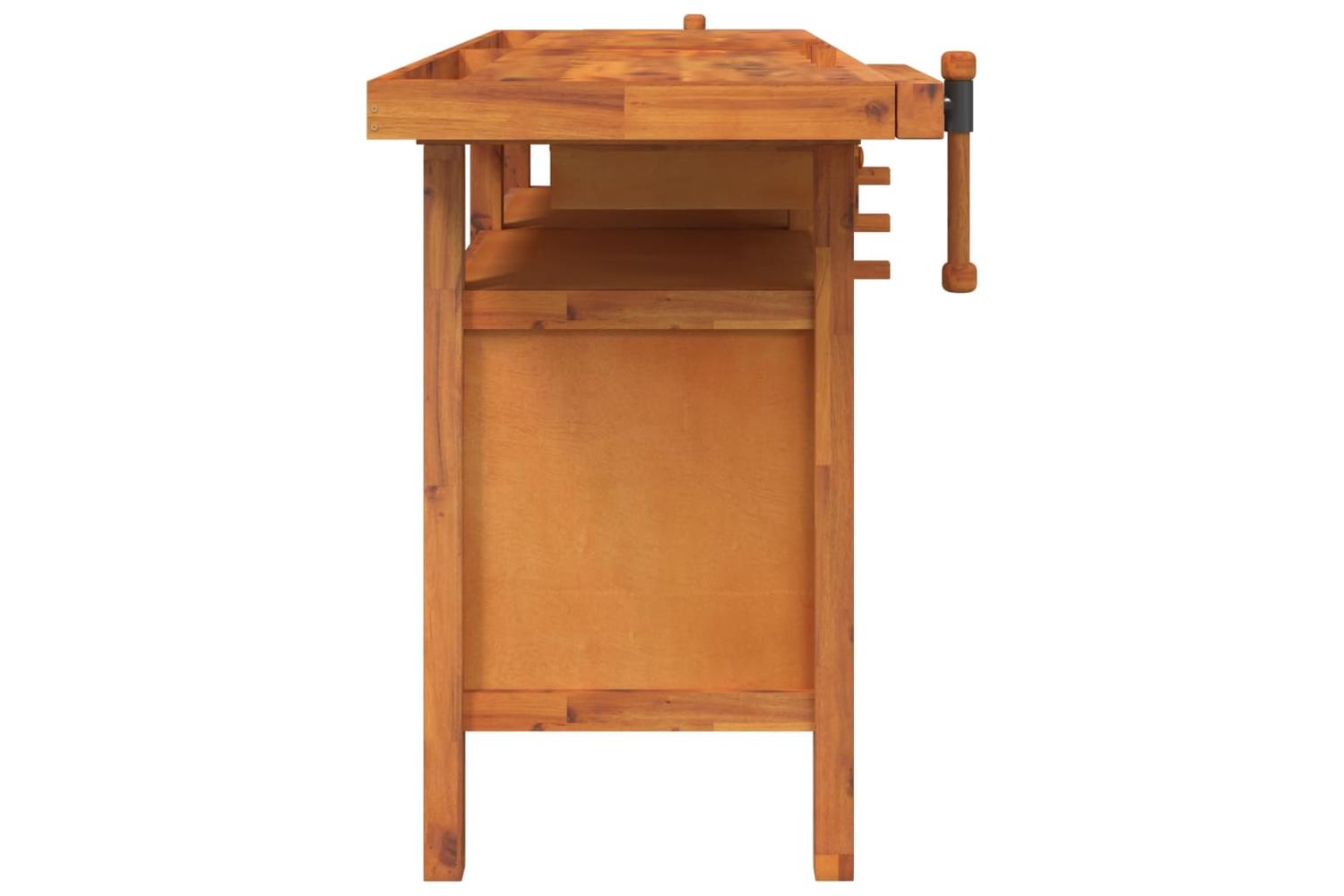 VidaXL 153324 Workbench With Drawers And Vices 162x62x83cm Solid Wood Acacia-4