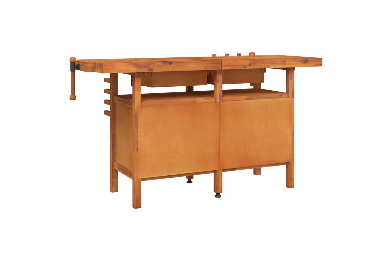 VidaXL 153324 Workbench With Drawers And Vices 162x62x83cm Solid Wood Acacia-5