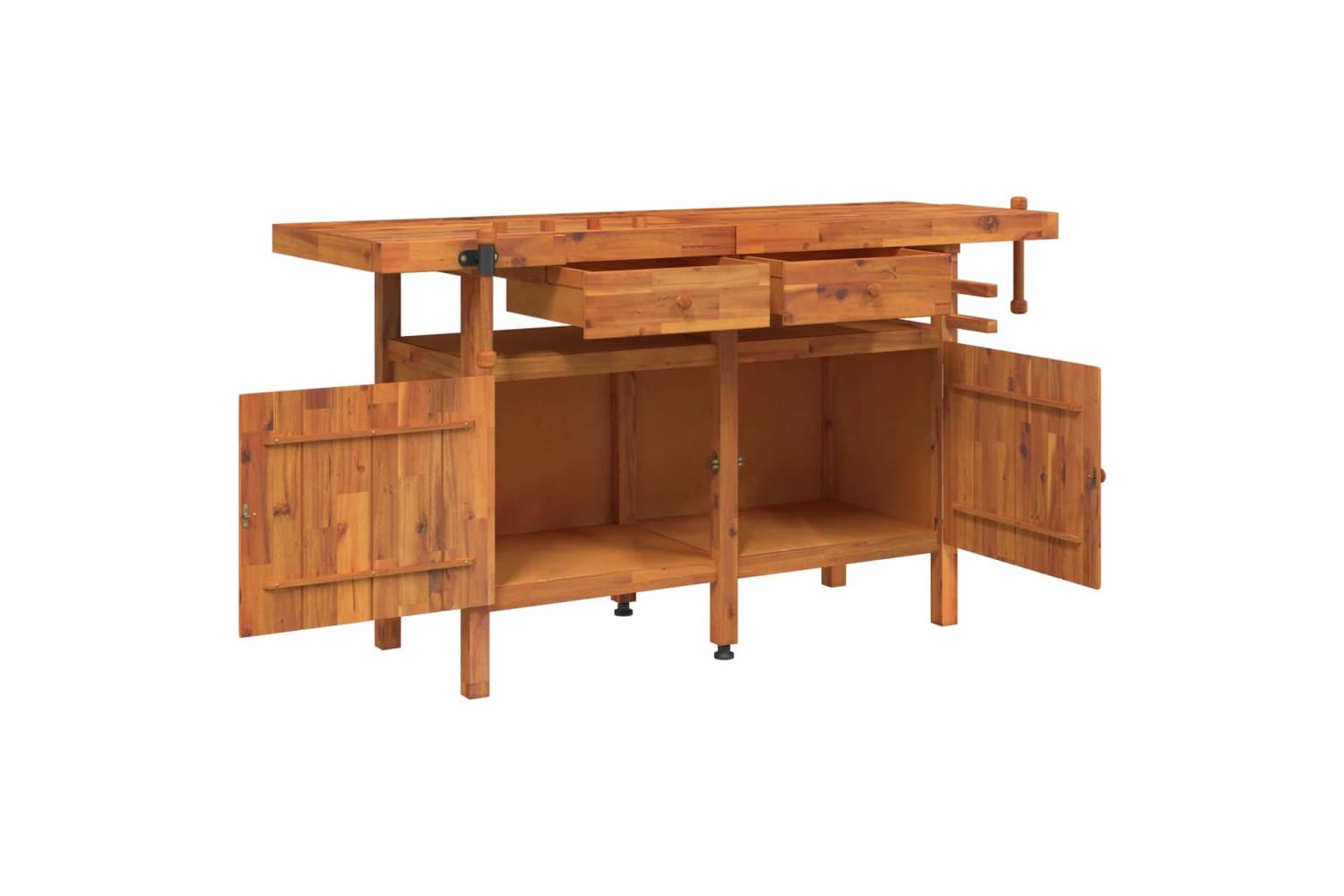 VidaXL 153324 Workbench With Drawers And Vices 162x62x83cm Solid Wood Acacia-6