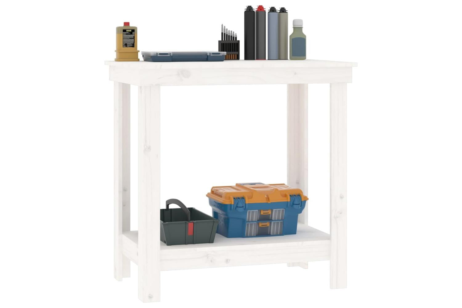 vidaXL 822497 Work Bench White 80x50x80cm Solid Wood Pine-4