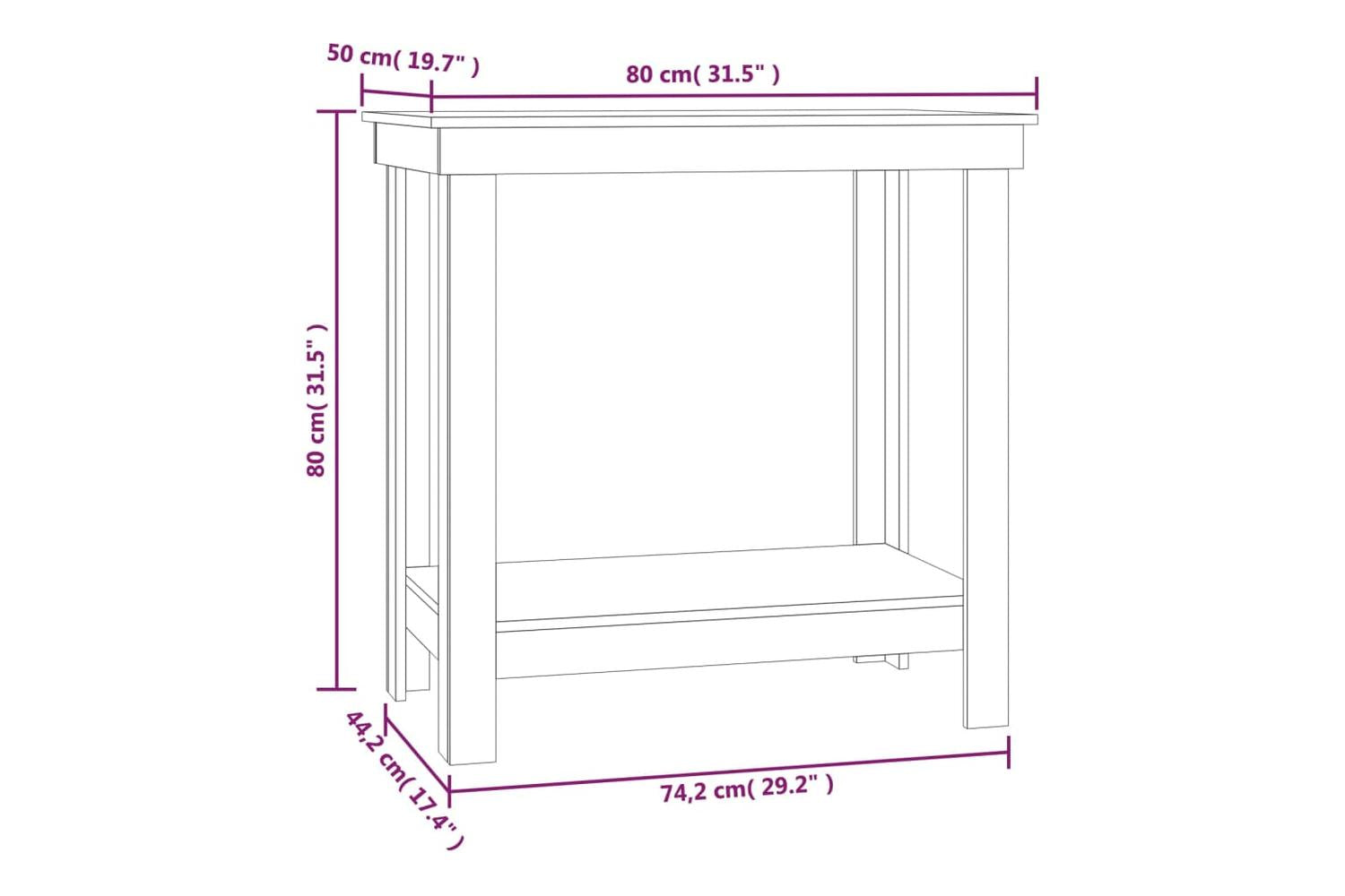vidaXL 822497 Work Bench White 80x50x80cm Solid Wood Pine-8