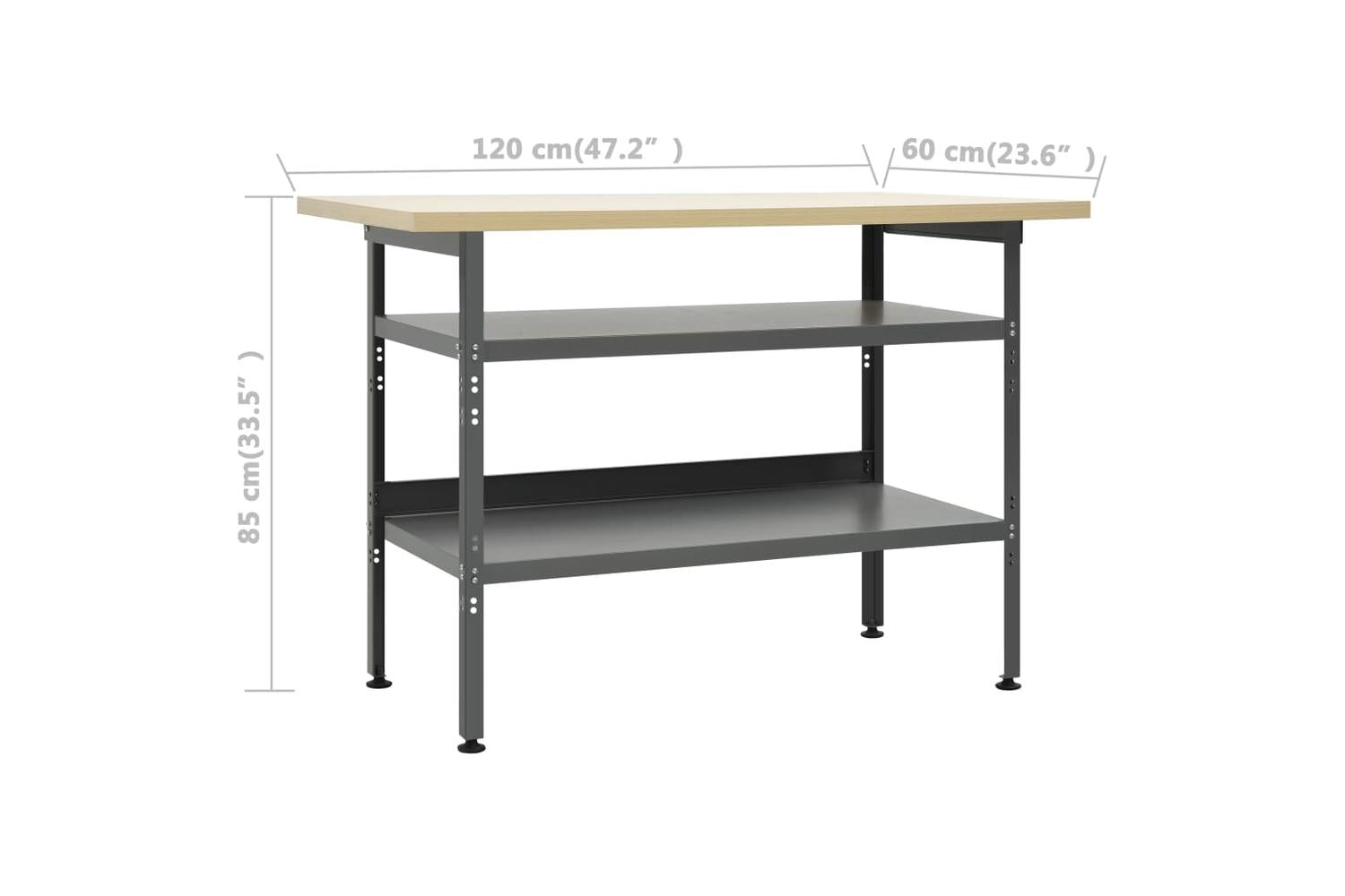 vidaXL 145344 Workbench Grey 120x60x85cm Steel-6