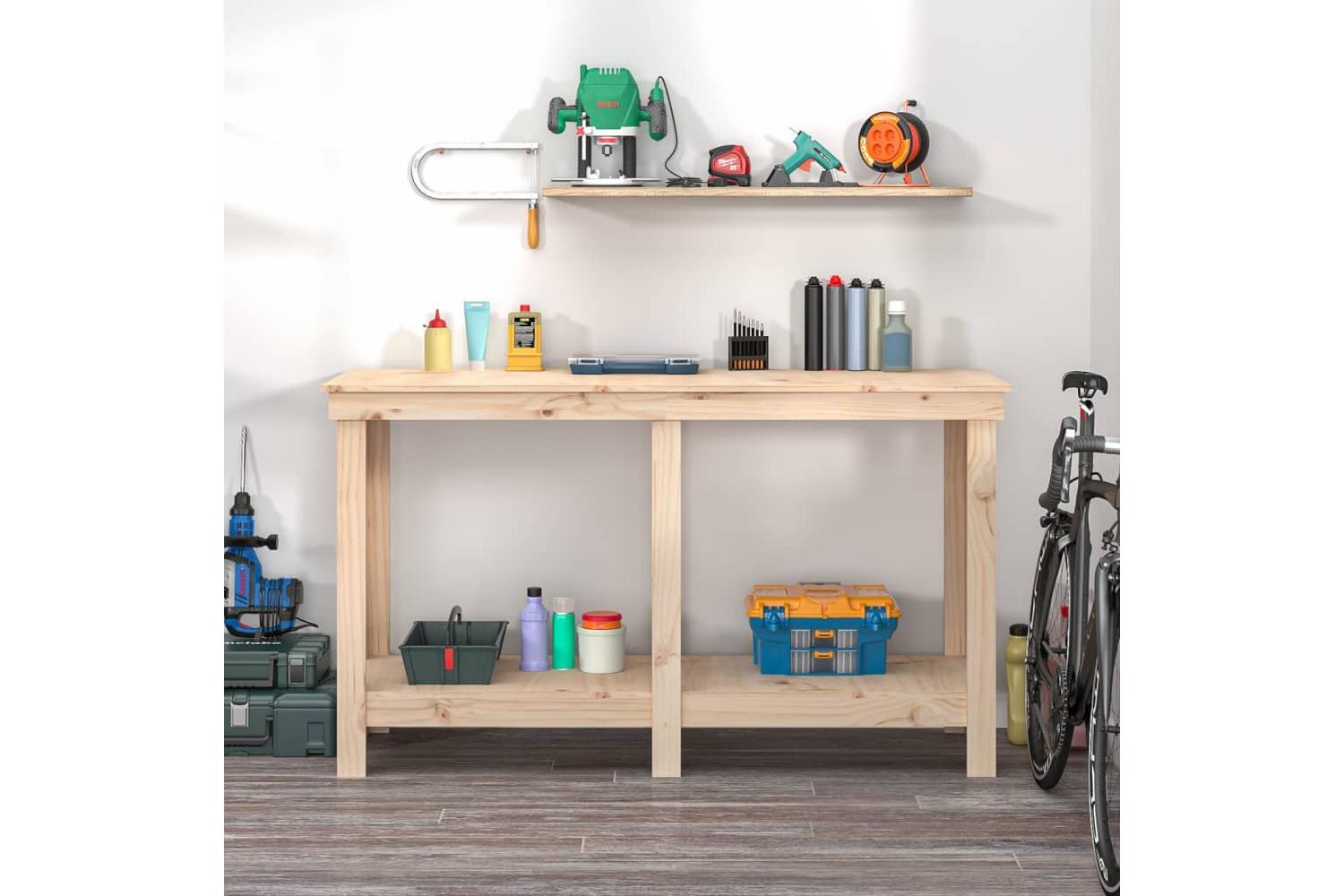vidaXL 822506 Work Bench 140x50x80cm Solid Wood Pine-3