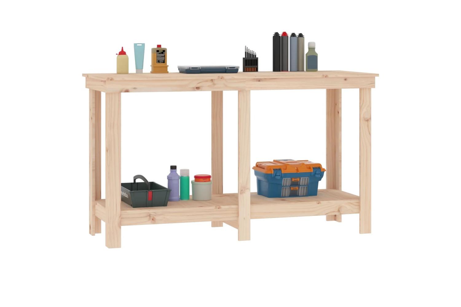 vidaXL 822506 Work Bench 140x50x80cm Solid Wood Pine-4
