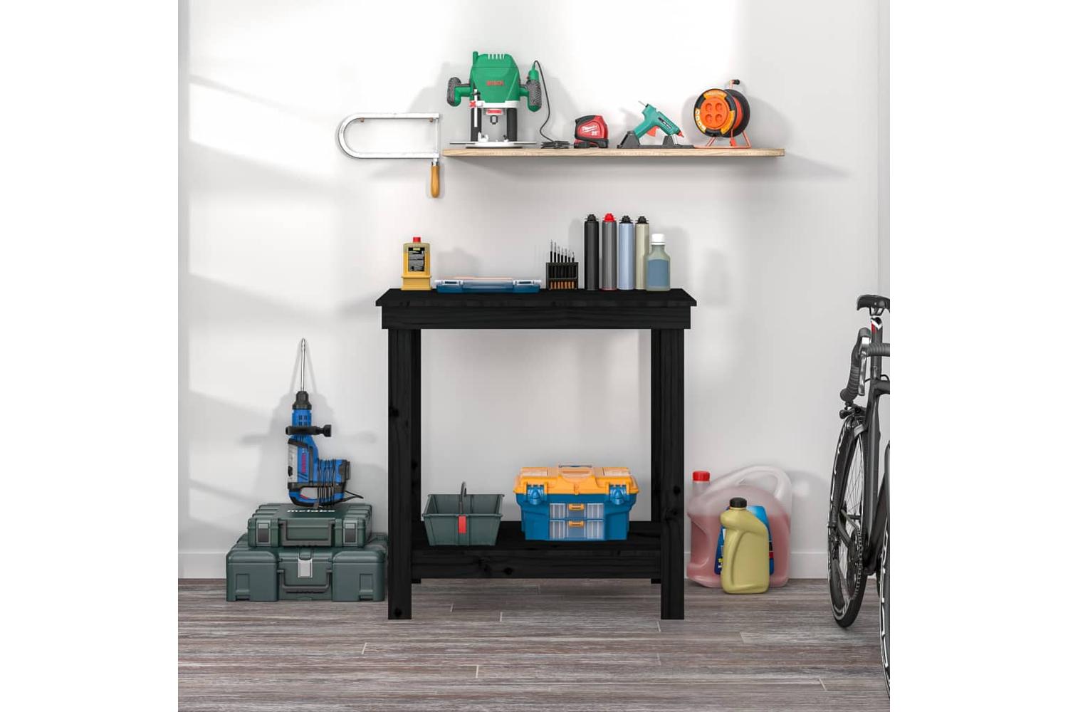vidaXL 822500 Work Bench Black 80x50x80cm Solid Wood Pine-3