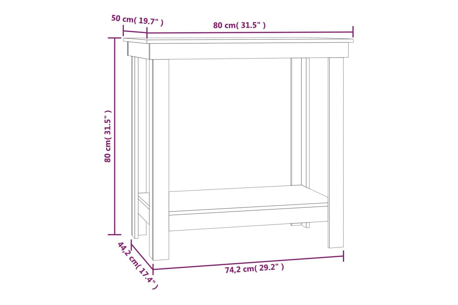 vidaXL 822500 Work Bench Black 80x50x80cm Solid Wood Pine-8