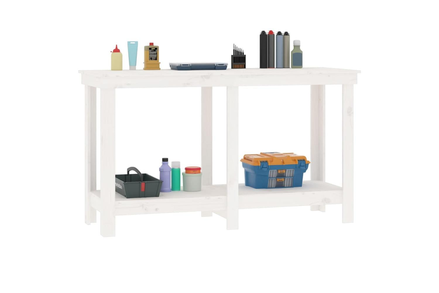 vidaXL 822507 Work Bench White 140x50x80cm Solid Wood Pine-4