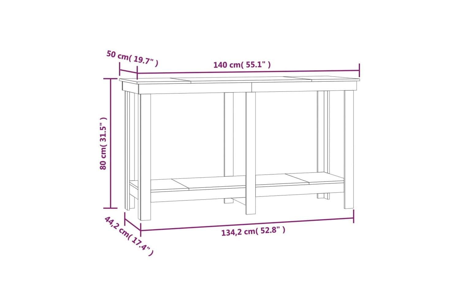 vidaXL 822507 Work Bench White 140x50x80cm Solid Wood Pine-8