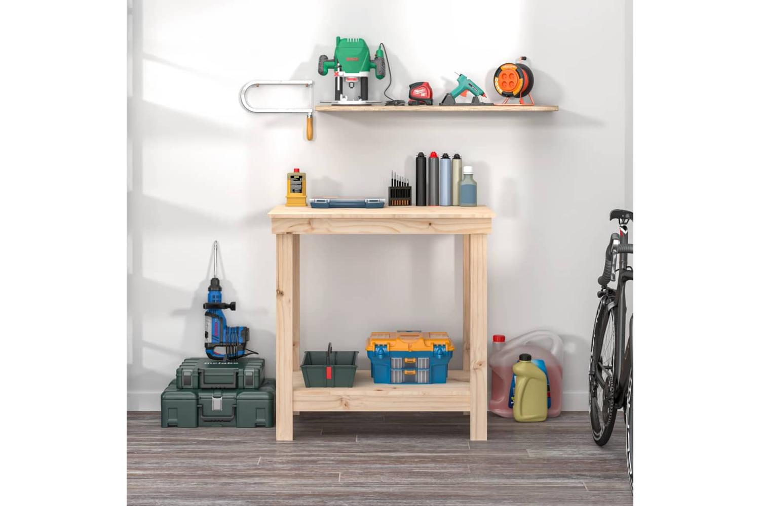 vidaXL 822496 Work Bench 80x50x80cm Solid Wood Pine-3