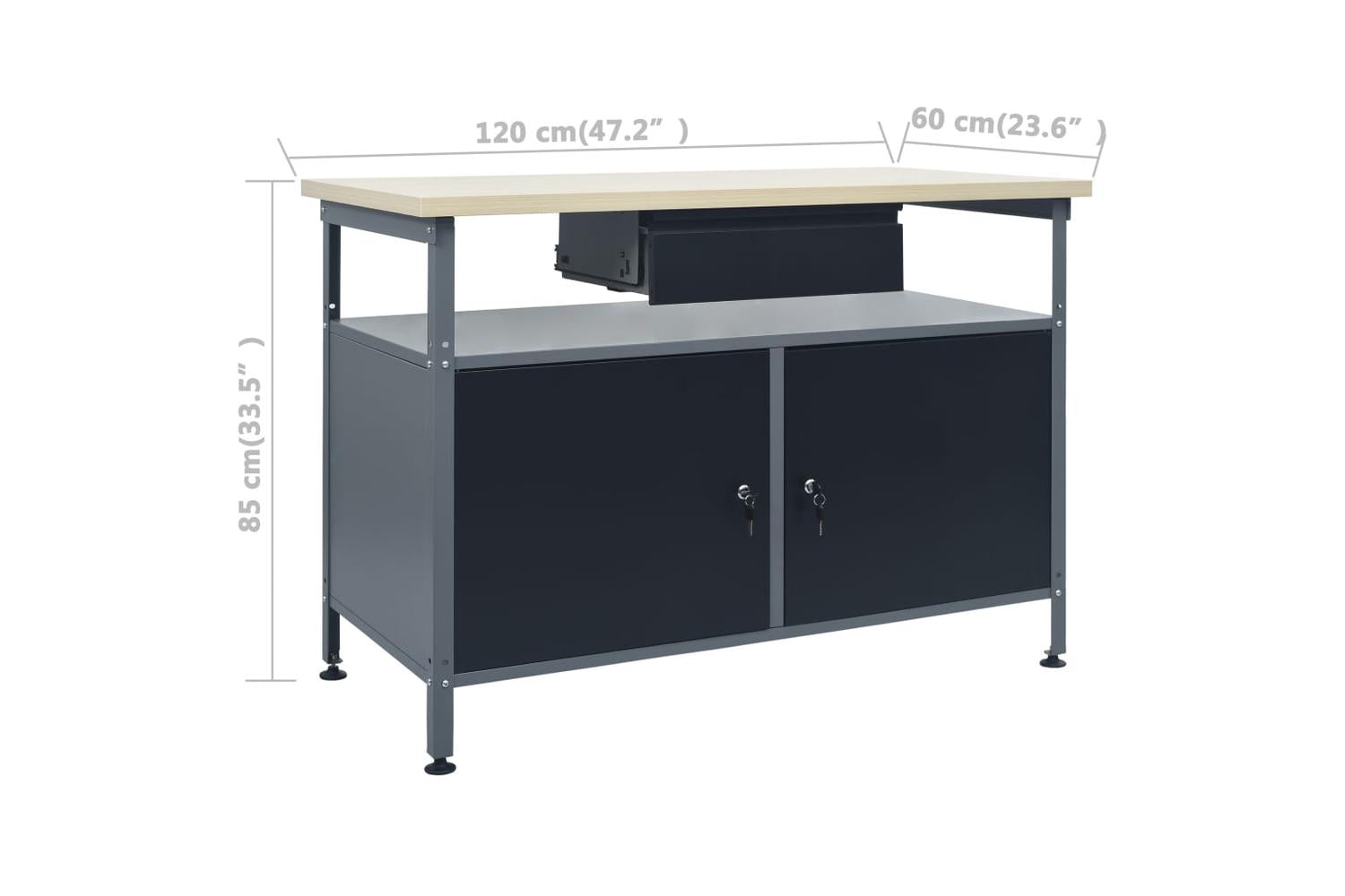 vidaXL 145345 Workbench Black 120x60x85cm Steel-9
