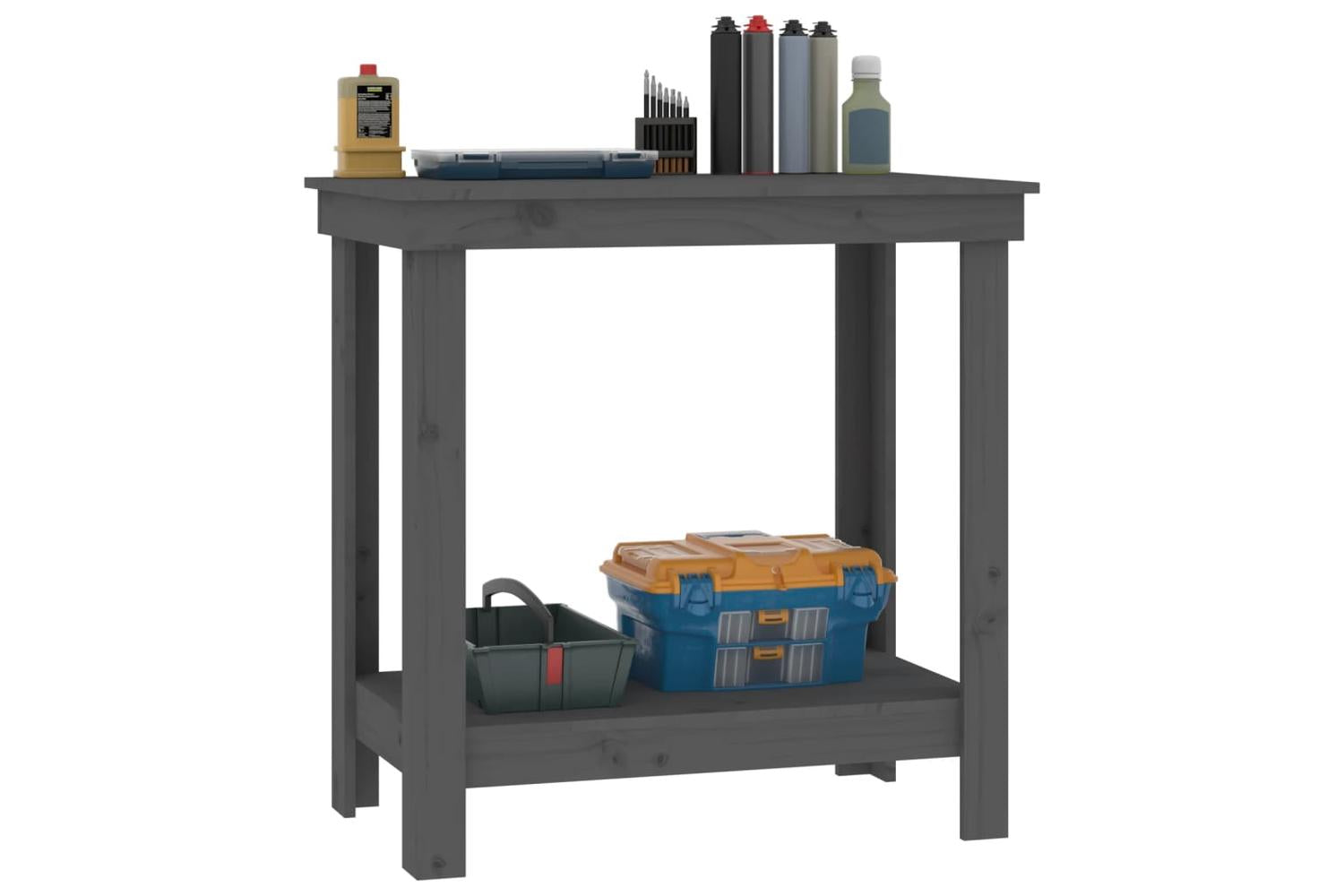 vidaXL 822498 Work Bench Grey 80x50x80cm Solid Wood Pine-4
