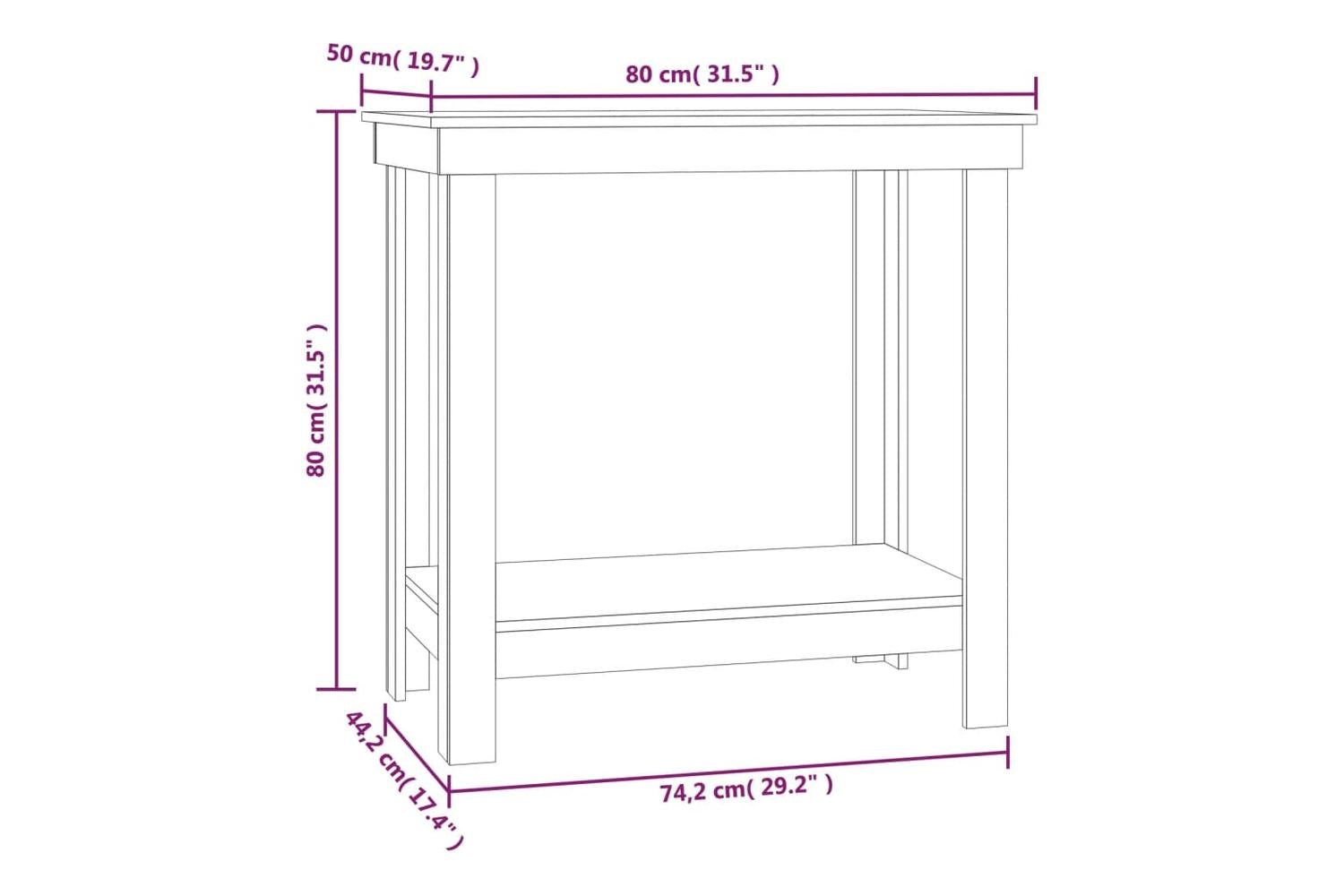 vidaXL 822498 Work Bench Grey 80x50x80cm Solid Wood Pine-8