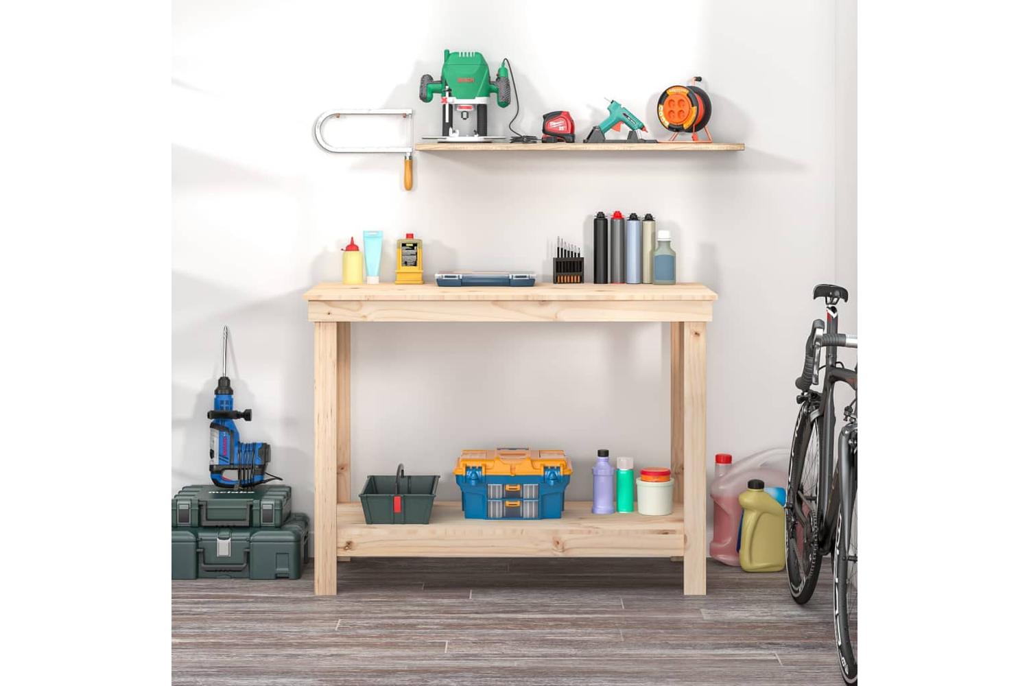 vidaXL 822501 Work Bench 110x50x80cm Solid Wood Pine-3