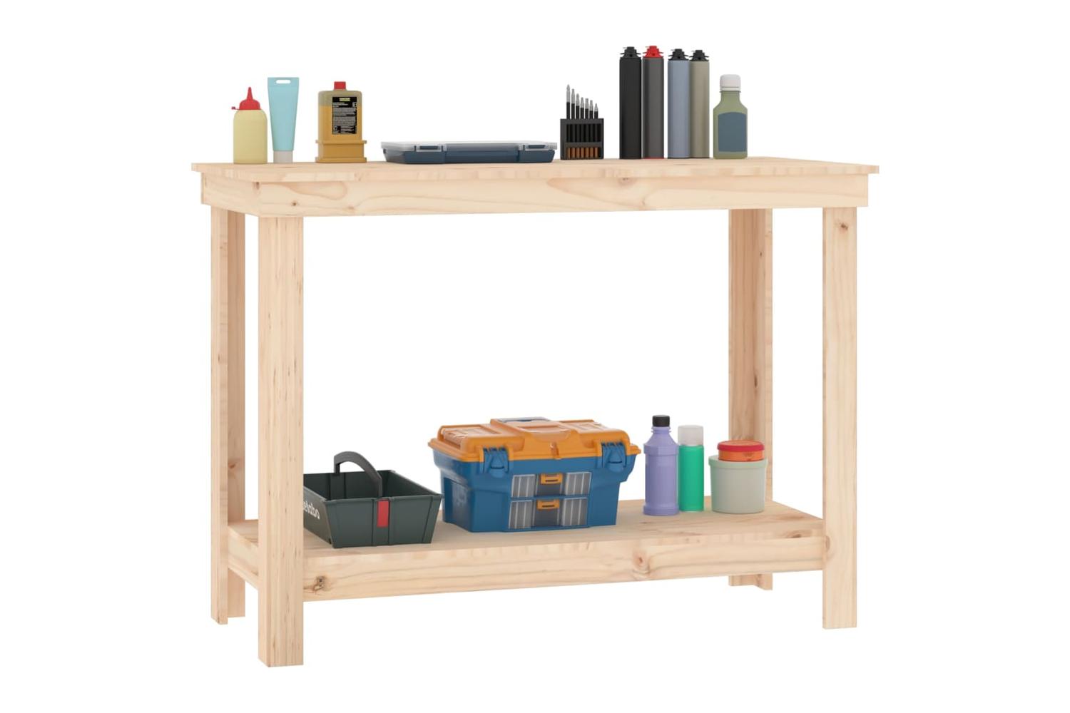vidaXL 822501 Work Bench 110x50x80cm Solid Wood Pine-4