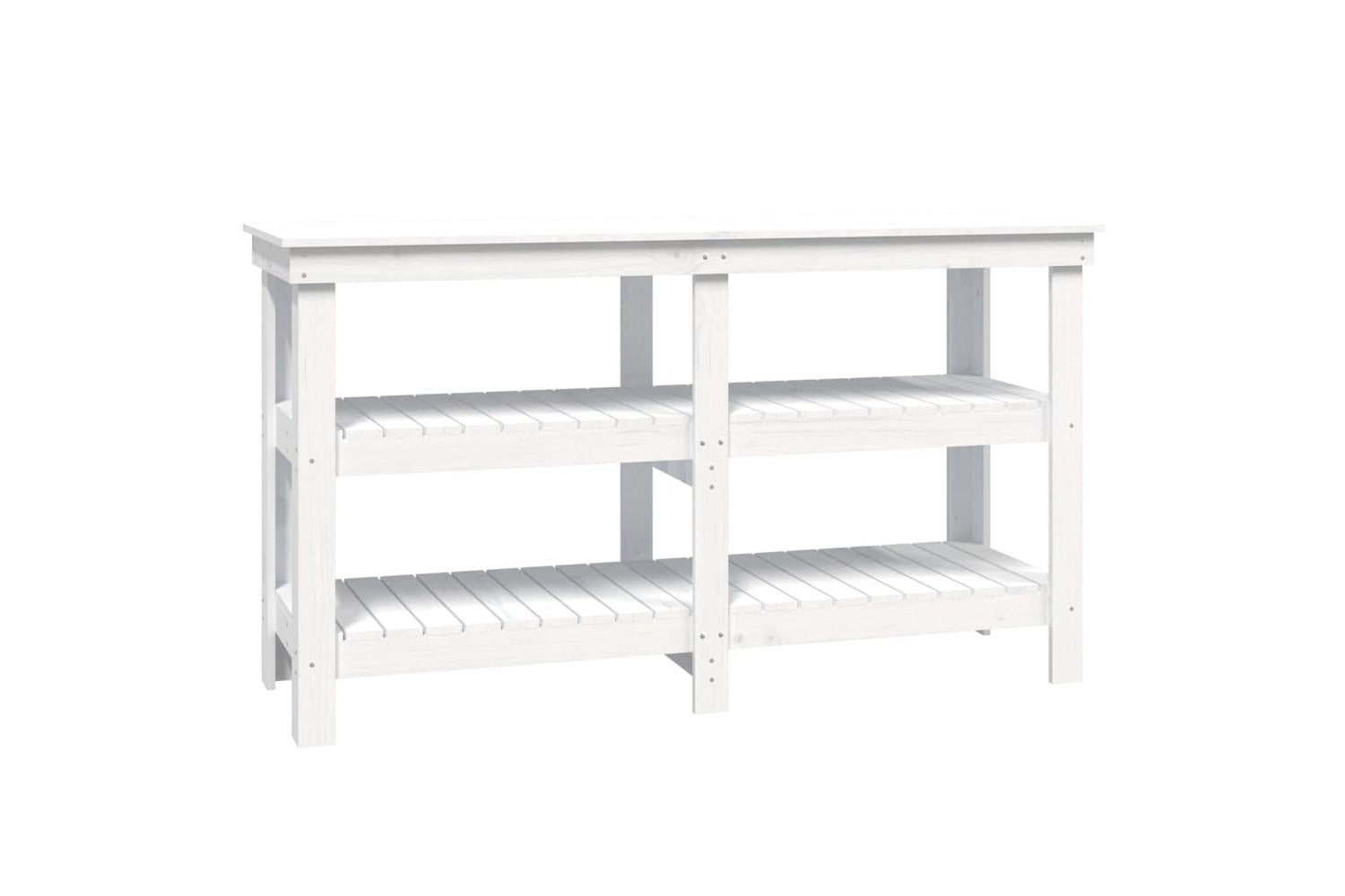 vidaXL 823650 Work Bench White 142.5x50x80cm Solid Wood Pine-2