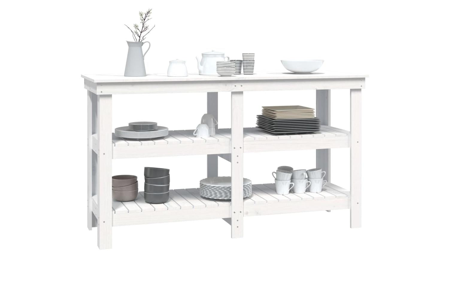 vidaXL 823650 Work Bench White 142.5x50x80cm Solid Wood Pine-4
