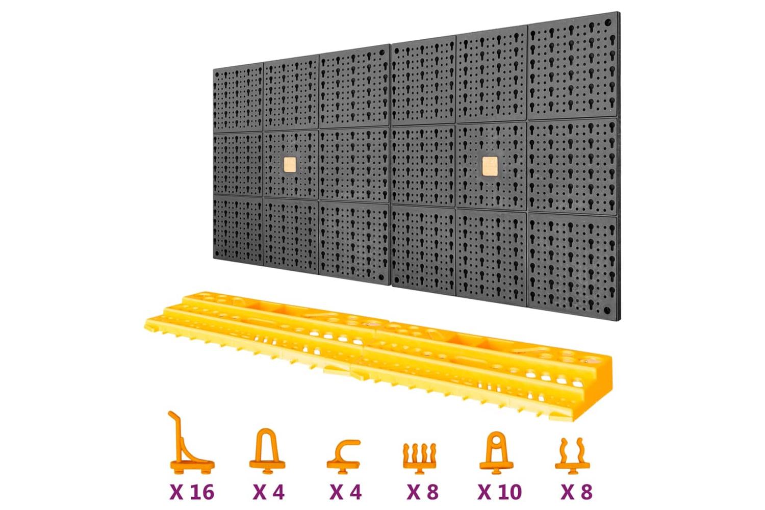 vidaXL 151833 Tool Wall 500x1000mm 50 Hooks Pp