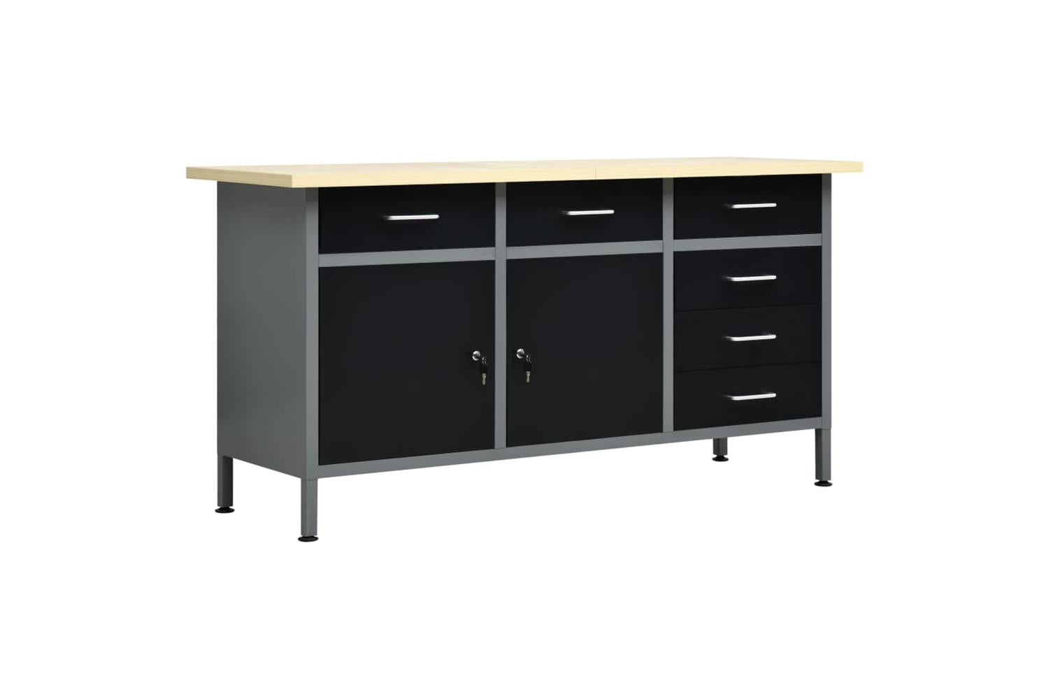 vidaXL Workbench Black 160x60x85cm Steel