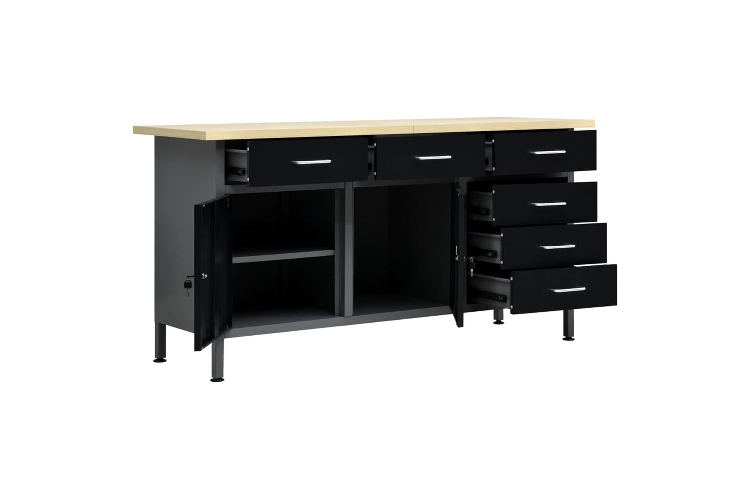 vidaXL Workbench Black 160x60x85cm Steel-2