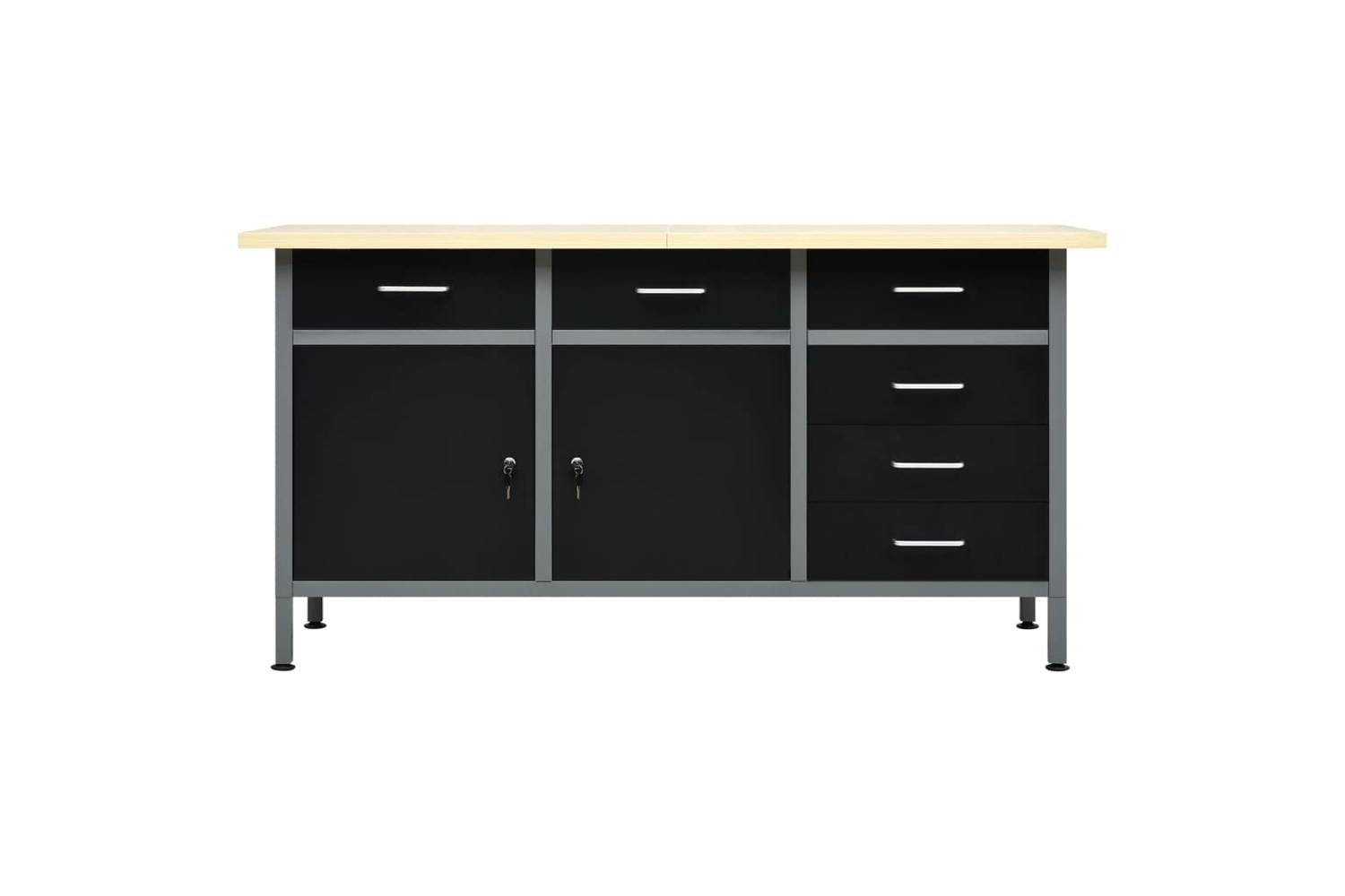 vidaXL Workbench Black 160x60x85cm Steel-3