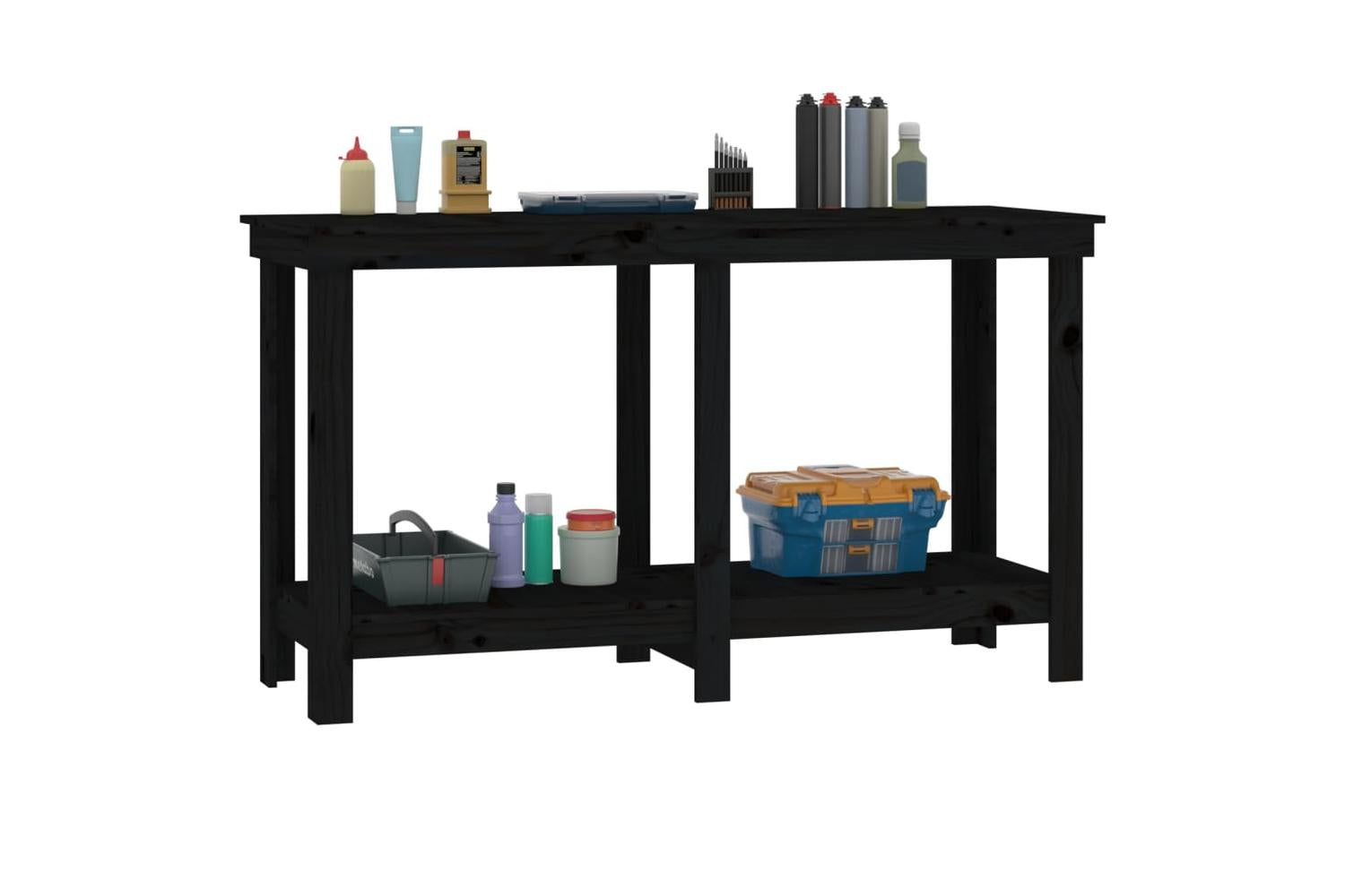 vidaXL 822510 Work Bench Black 140x50x80cm Solid Wood Pine-4