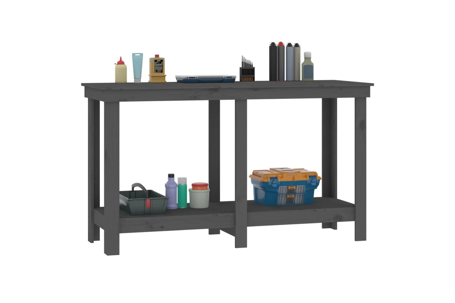 vidaXL 822508 Work Bench Grey 140x50x80cm Solid Wood Pine-4