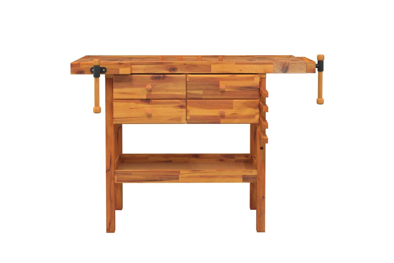 Vidaxl Workbench With Drawers And Vices 124x52x83 Cm Solid Wood Acacia-4