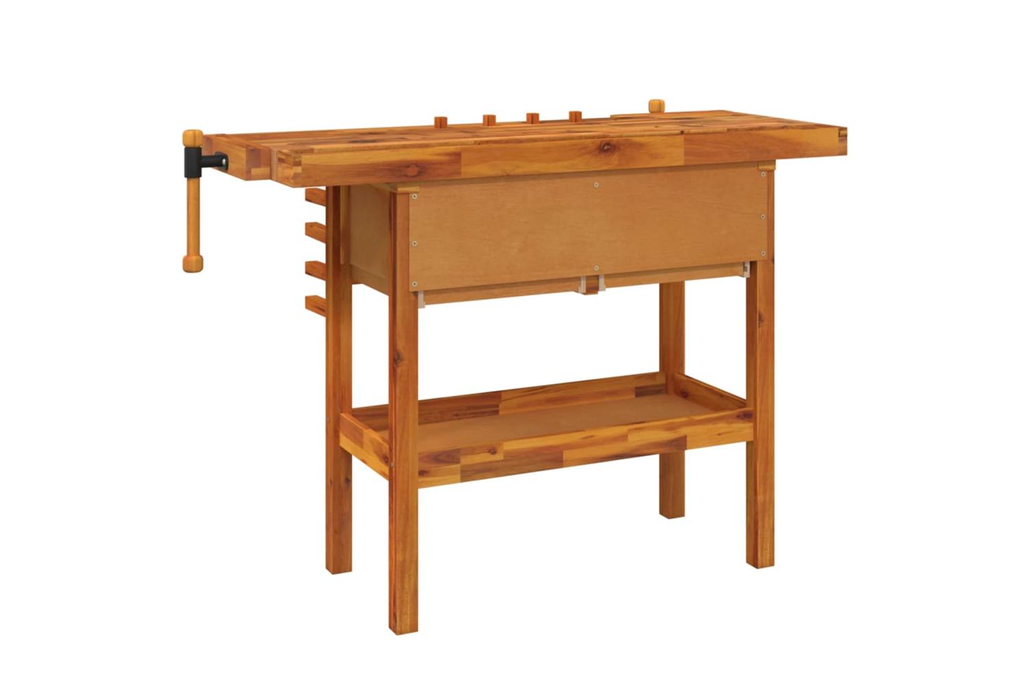 Vidaxl Workbench With Drawers And Vices 124x52x83 Cm Solid Wood Acacia-6