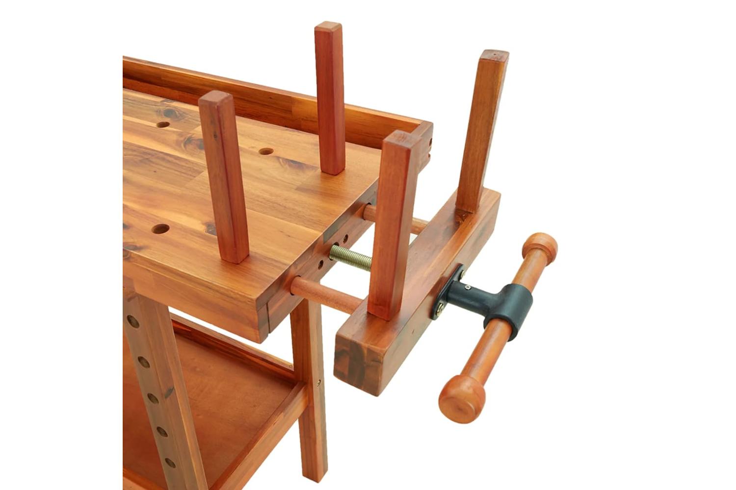 Vidaxl Workbench With Drawers And Vices 124x52x83 Cm Solid Wood Acacia-9